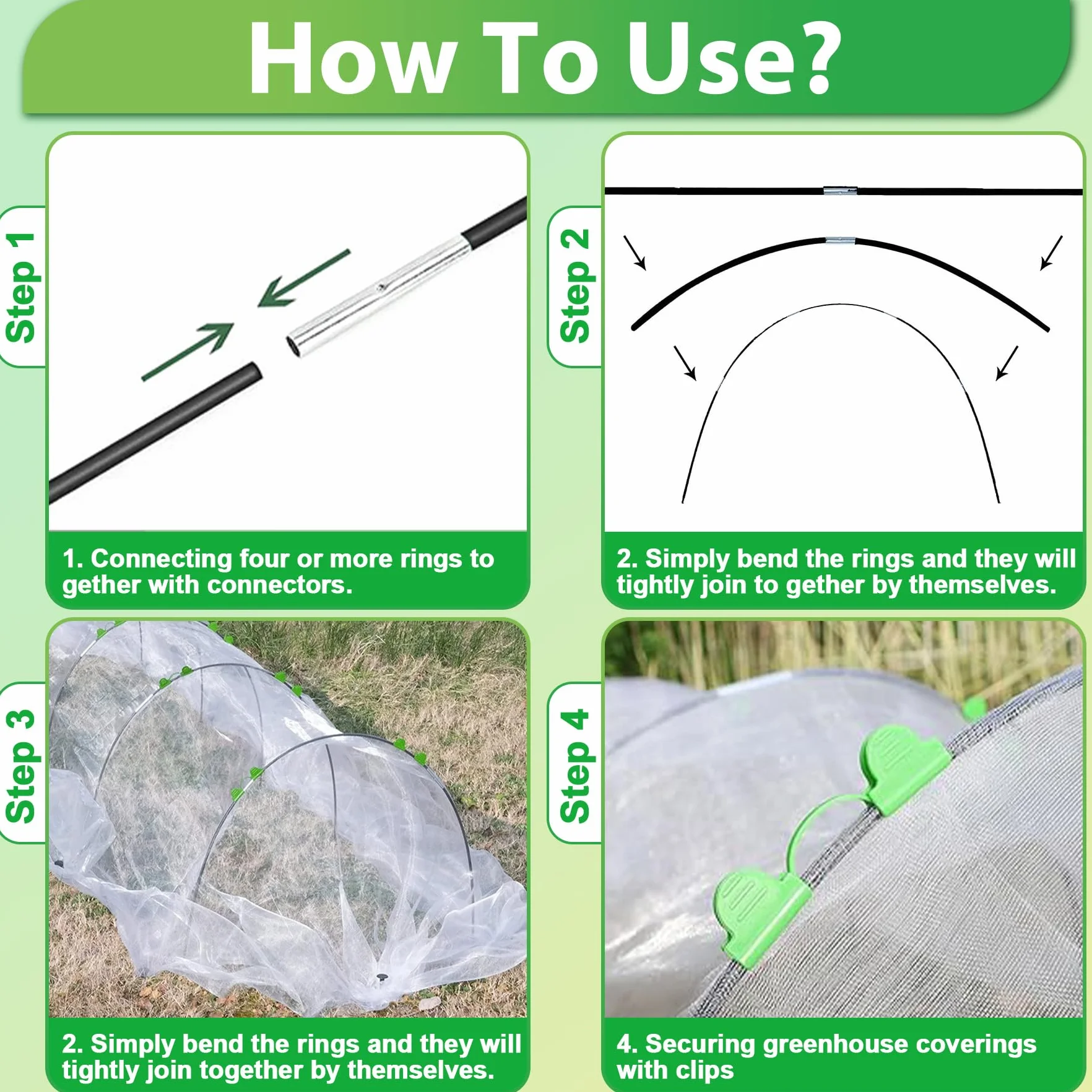 TZEKING Arceau pour Serre Tunnel,60 Pièces Arceau de Jardin,Cerceau pour Serre de Jardin