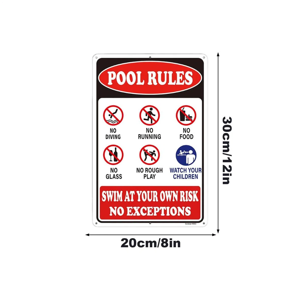 Pool Rules Sign - 8x12 Inch Decorative Plate for Outdoor Decor | Funny Poolside Warning Sign, Waterproof Wall Plaques Perfect for Beach Swimming Backyard Deck Door House Gym Home