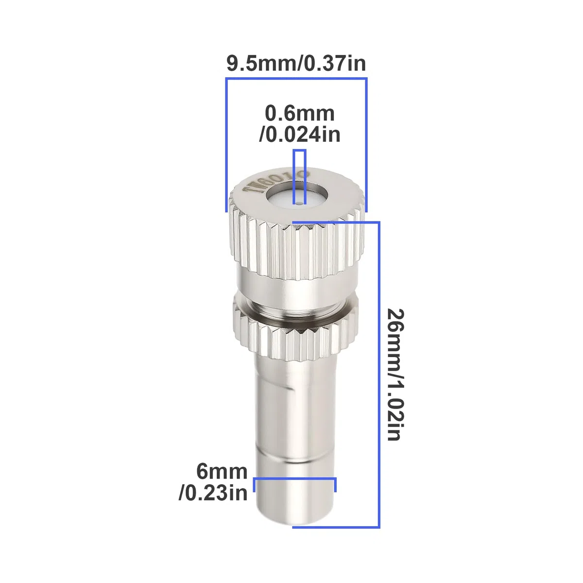 Lot de 20 Buses d'atomisation à Connexion Rapide de 6 Mm avec Trou de 0,6 Mm Adaptées Aux Jardins Serres Et Systèmes de Refroidissement