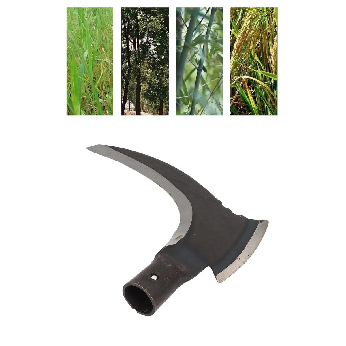 Bewinner Double Faux, Double Faucille en Acier à Haute Teneur en Manganèse, Double Faucille Facile et Confort, Outil de Jardinage Idéal pour la Coupe de L'herbe en Plein Air, la Taille (Tête de coupe