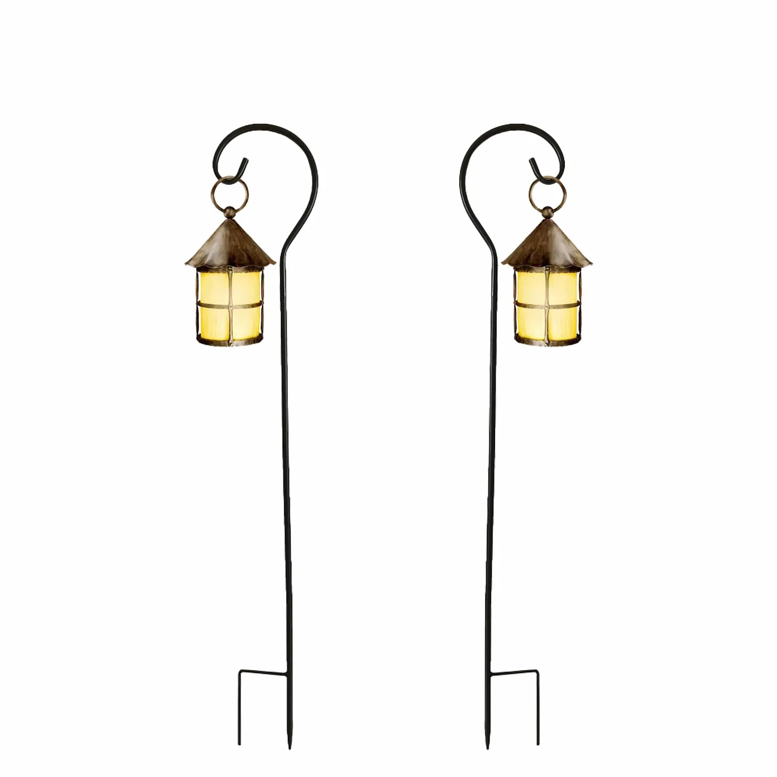 2 Pièces Crochet de Berger de Jardin, 74cm Crochets de Berger Réglables en Métal, Crochets et Suspensions pour Plantes Crochet de Jardin Extérieur Noir pour Suspendre Lanternes Pots de Fleurs
