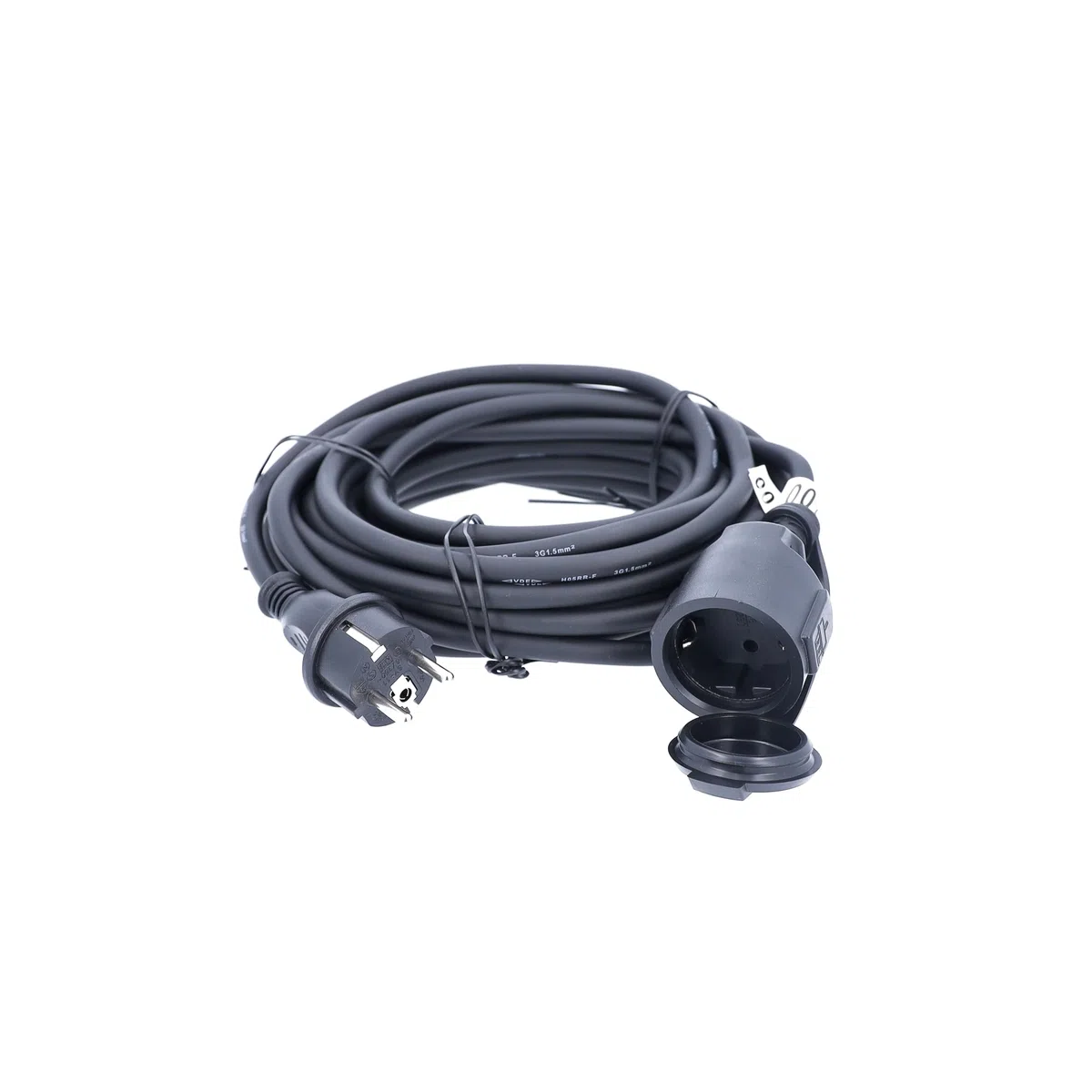 as - Schwabe Rallonge en caoutchouc Câble H05RR-F 3G1,5 Noir IP44 Convient pour l'extérieur, 60310