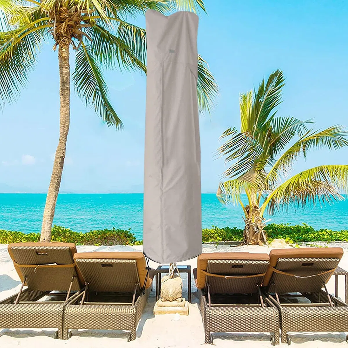 Housse de parasol déporté étanche | Housse de parasol d'extérieur robuste avec fermeture éclair | Parapluie cantilever incurvé et poteau droit anti-poussière pour terrasse
