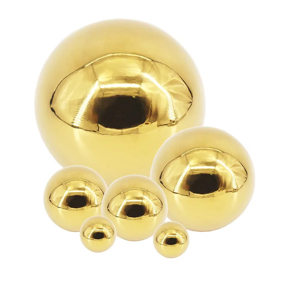 Boule d'observation dorée, 6 pièces 50-150 mm en acier inoxydable poli brillant - Sphères réfléchissantes lisses pour jardin de maison, extérieur, décor de route (6 pièces mixtes)
