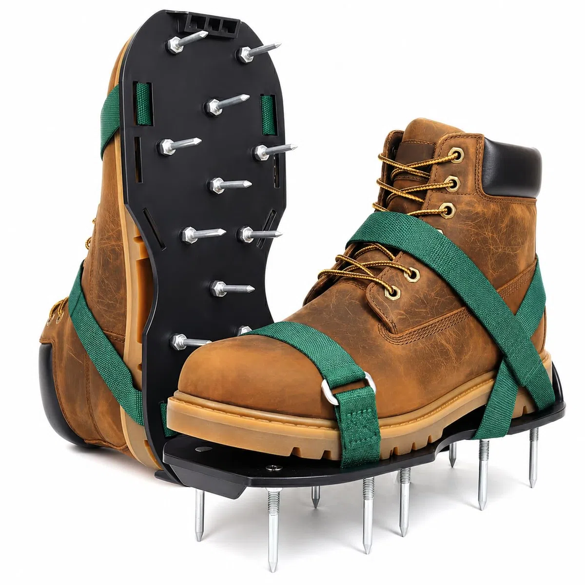 Sillar Chaussures à Clous avec Fermeture Réglable, Scarificateur Gazon 2 en 1 avec Pointes 55 mm et 40 mm, Durables pour Jardin, Sol, Pelouse, Chape et Revêtement, Pointures 37-48