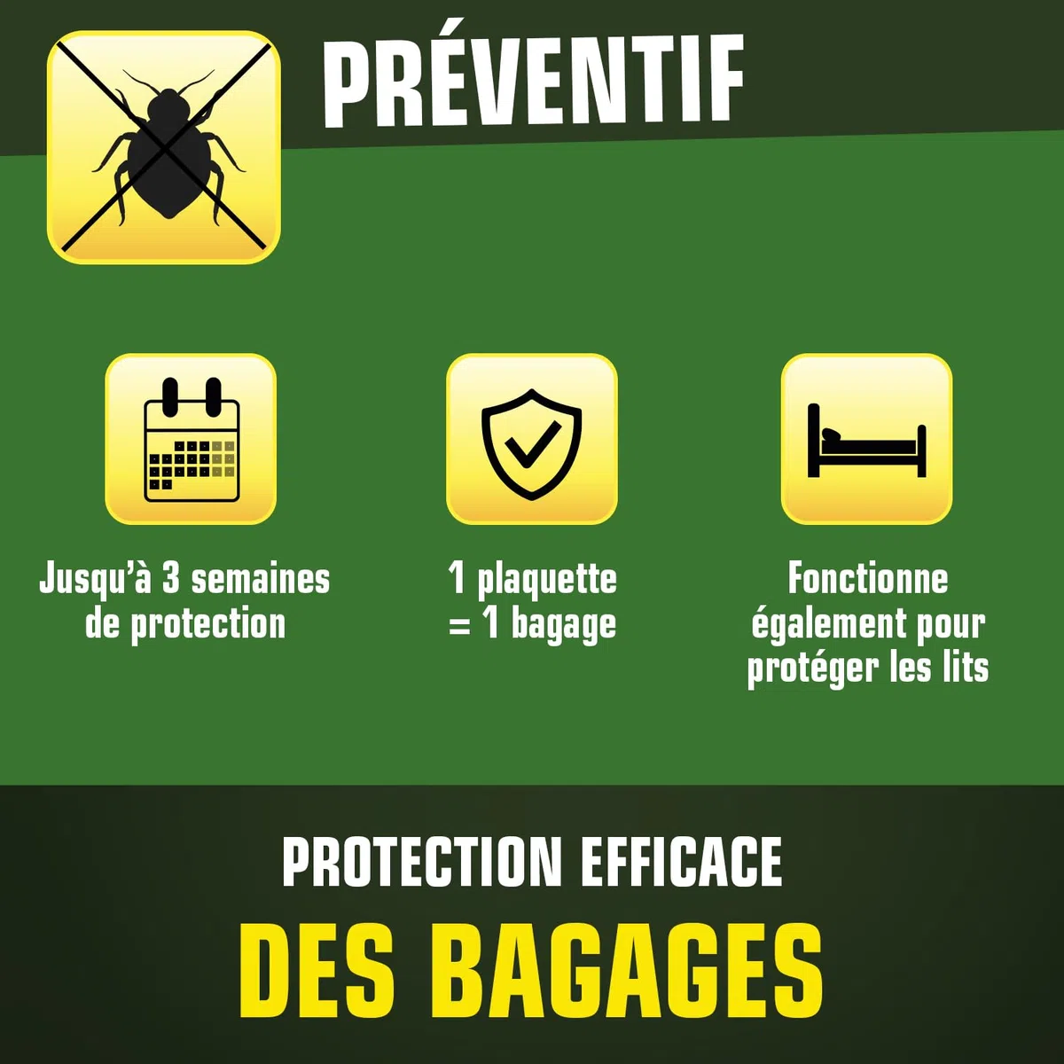 K.PRO Plaquettes répulsives punaises de lit, 4 plaquettes, protège bagages et lits, jusqu'à 3 semaines de protection, 1 plaquette = 1 bagage, intérieur