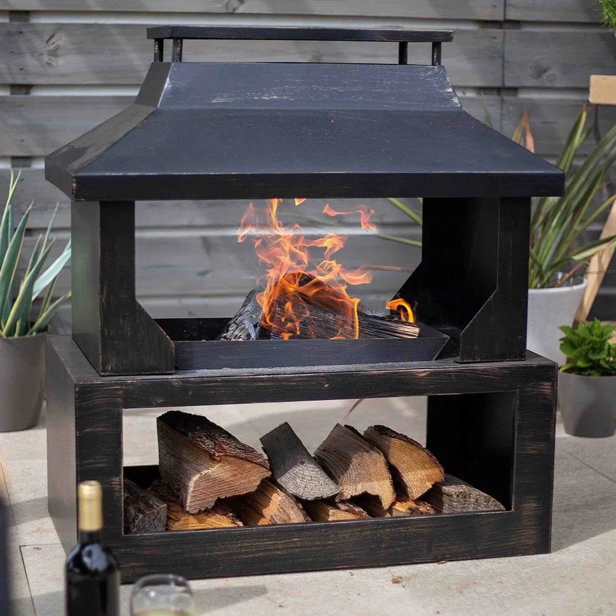 La Hacienda 58281 Stonehurst Cheminée d'extérieur en Acier Effet Bronze