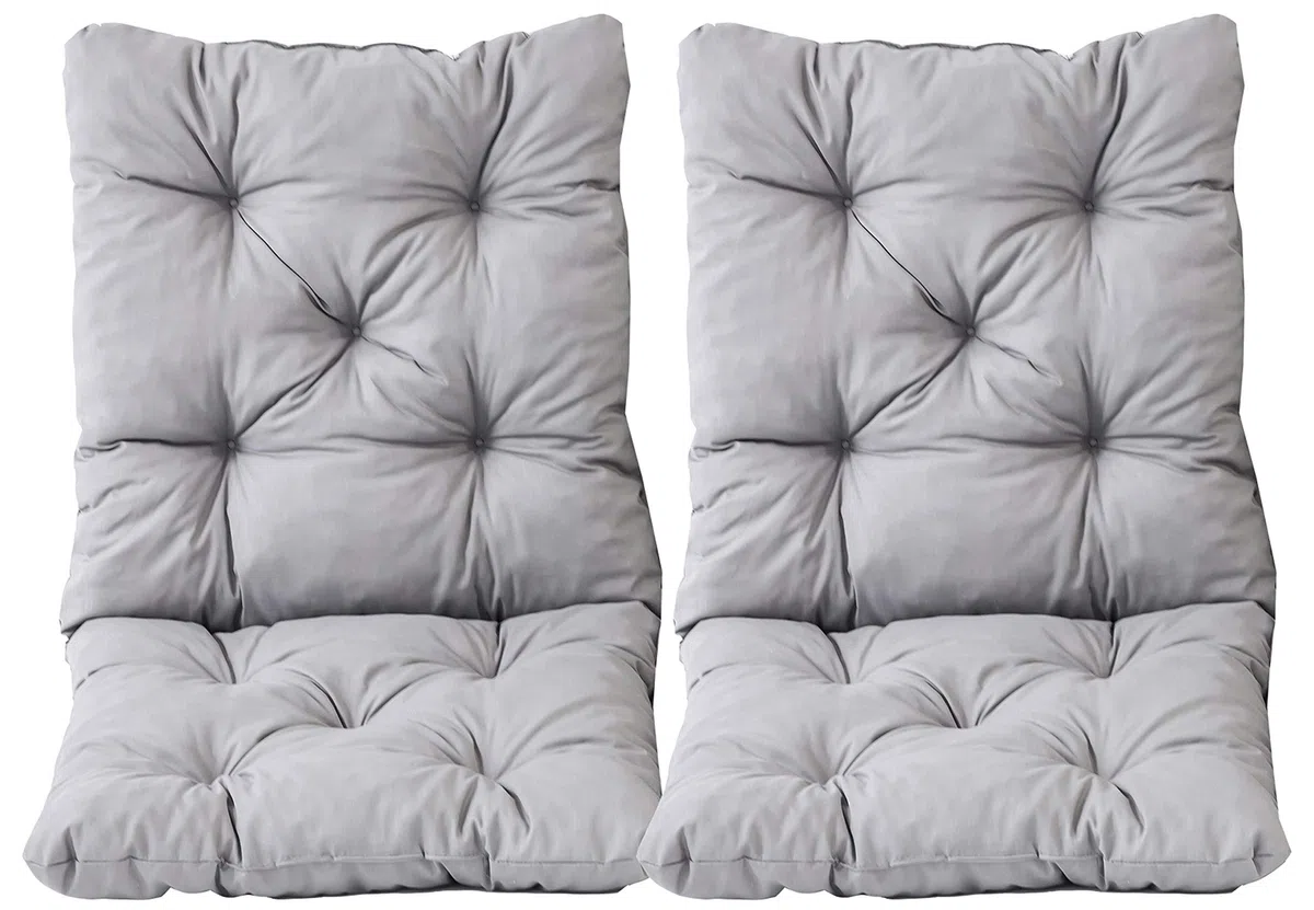 Ambientehome Lot de 2 Coussins Haut Dossier HANKO pour Fauteuil de Jardin, Coton, ca. 98 x 50 x 8 cm, Ton Gris Clair, 2 Unité 1