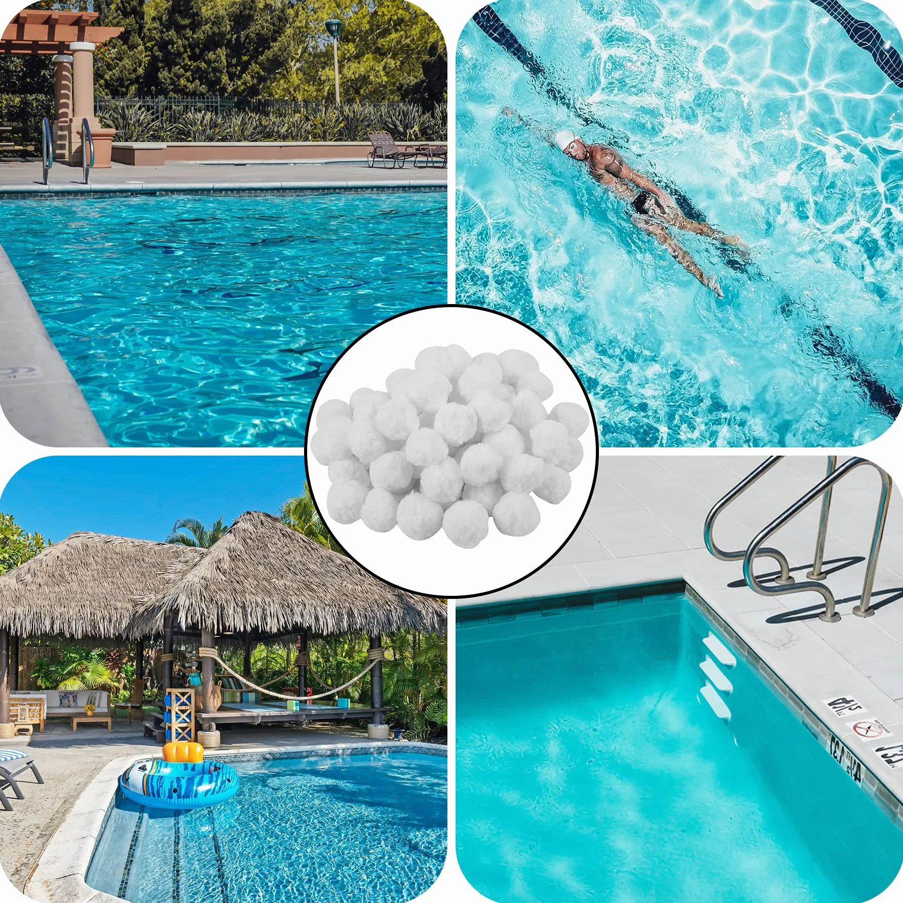 Forever Speed Balles filtrantes de 1400g pour systèmes de filtration à sable Convient pour les filtres de piscine,les installations de filtration de piscine et les aquariums Balles filtrantes blanches