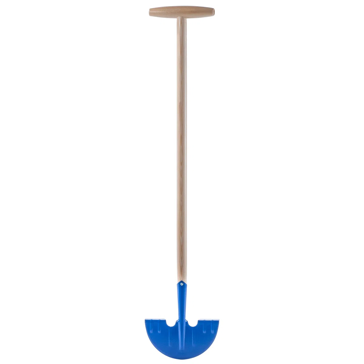 KADAX Coupe-Bordures en Acier avec Poignée en T pour Gazon, Couteau Efficace, Long Manche en Bois (Demi-Lune, Bleu)