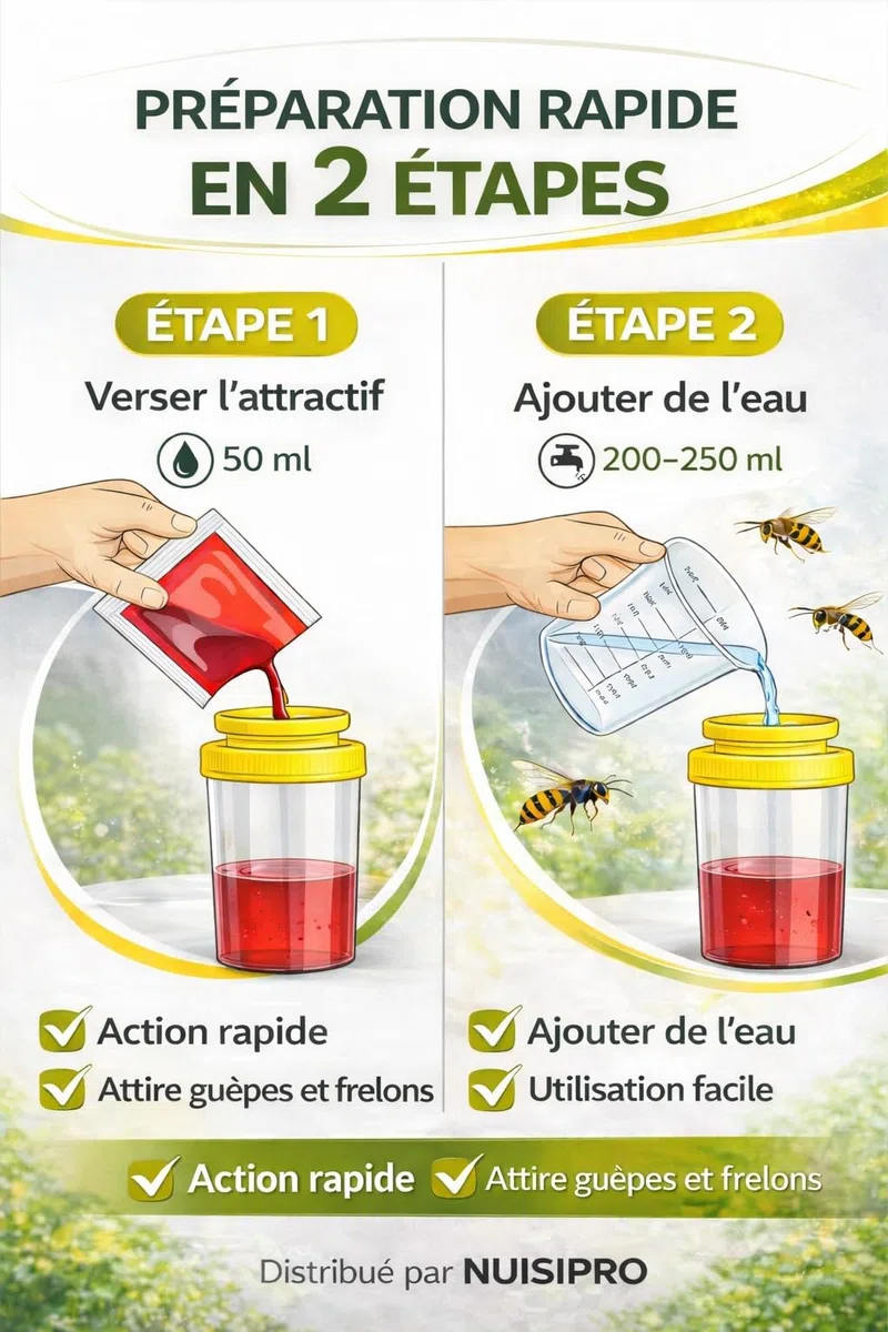 PROTECTA Recharge pour Piège à Guêpes et Frelons – Attractif Concentré – Lot 5x50ml– Compatible Tous Pièges – N’Attire Pas les Abeilles