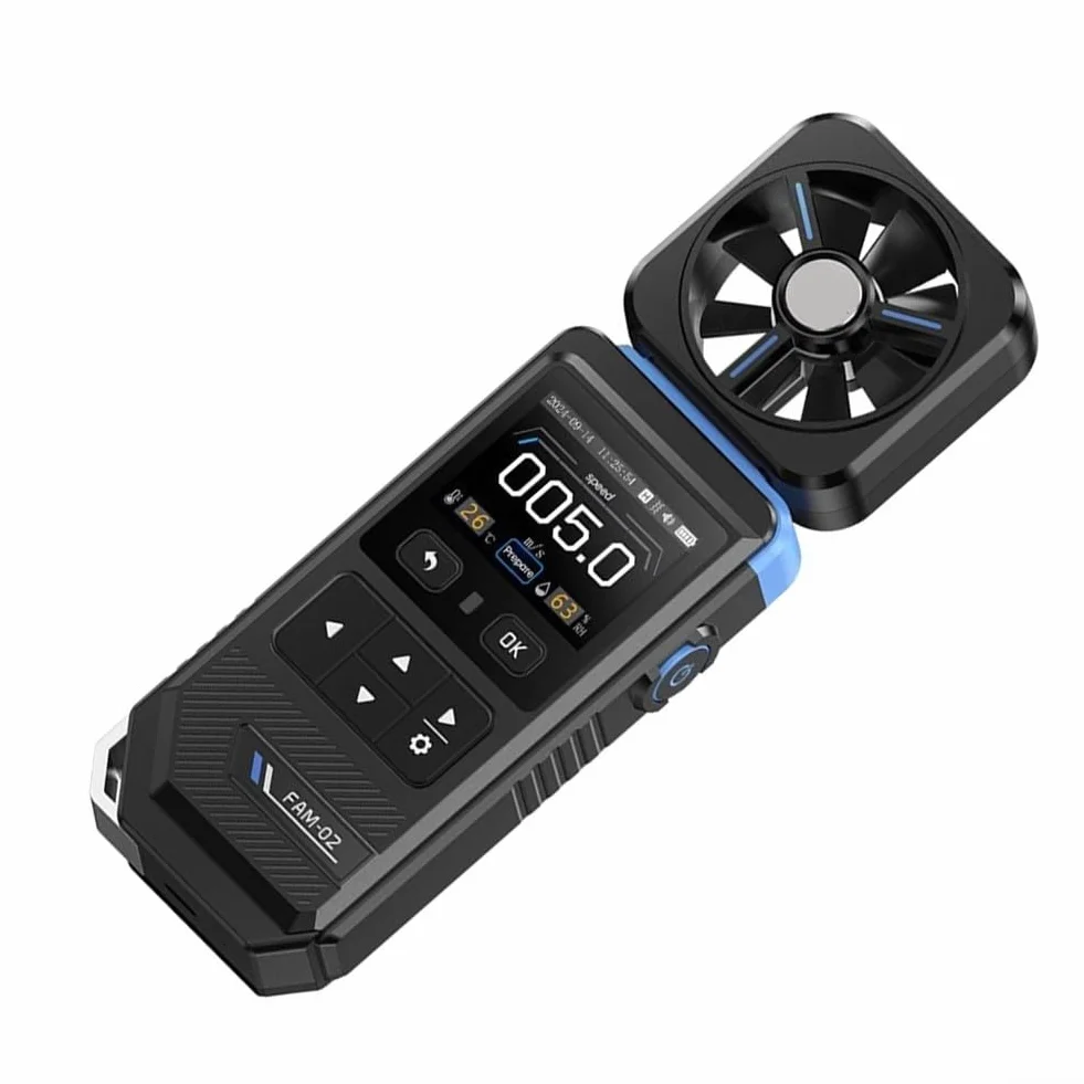 FAM-02 Thermomètre hygromètre portable professionnel 3 en 1 numérique avec enregistrement de courbes, alarme sonore et vibration pour CVC