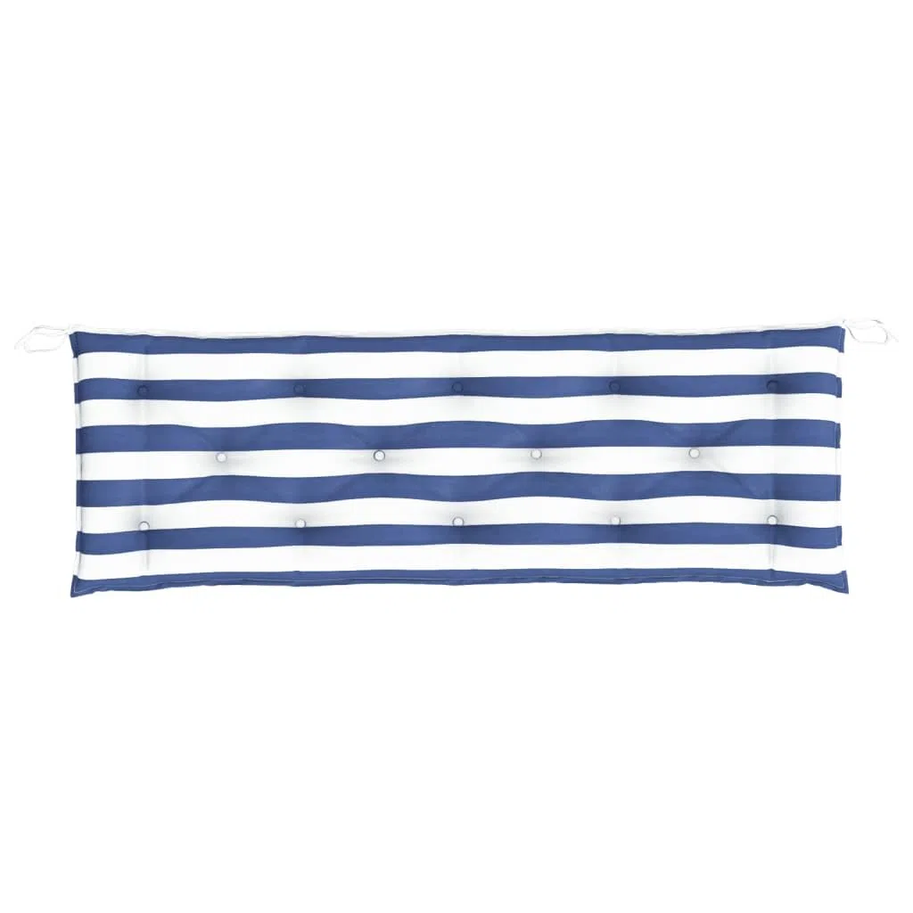 vidaXL Coussin de Banc de Jardin, Coussin de Siège, Coussin de Banc de Patio, Coussin de Meuble de Jardin d'Extérieur, Rayures Bleues/Blanches 150x50x7 cm