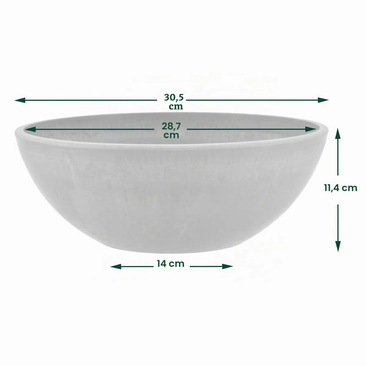 PSW Arcadia M30DC Bol de Jardin, 30,5 x 11,4 cm, Anthracite foncé