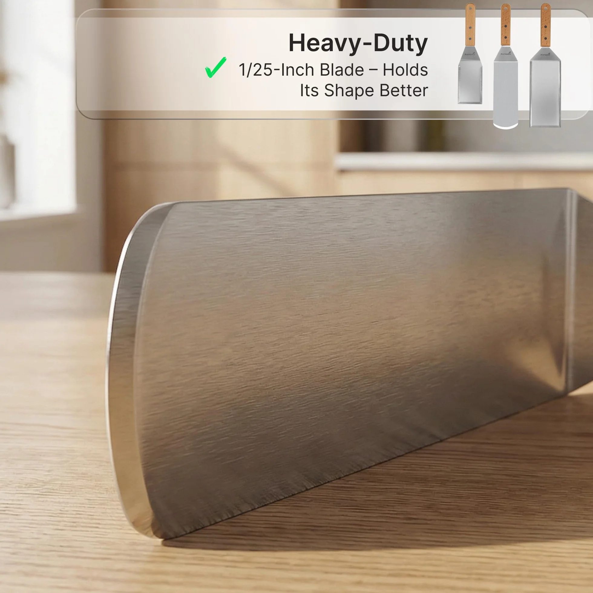 en acier inoxydable de Spatule en métal - Teppaniyaki Spatlas - plaque de cuisson Grattoir plat Spatule - ustensile en métal Idéal pour barbecue Dessus Plat en fonte Accessoires