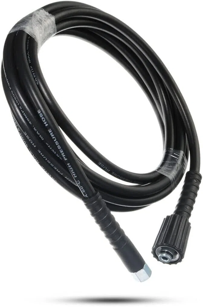 YUET Tuyau de Rechange pour Nettoyeur Haute Pression de 5 M pour Lavage de Voiture, Nettoyage de Jardin, Connecteur Fileté M14 x M22, Tuyau d'extension de Jet et Vidange 14mm,Noir