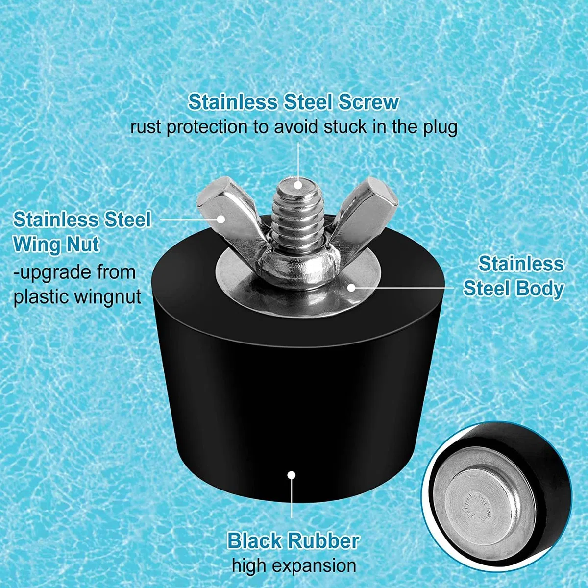 Lot de 6 Bouchons D'Hivernage de Piscine de 3 Tailles pour Trous de Piscine, Bouchons D'Expansion pour éCumoire de Piscine Hors Sol