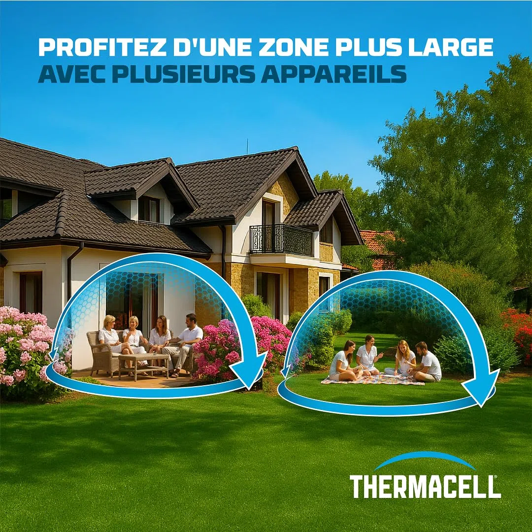 THERMACELL Diffuseur Anti Moustiques et Moustiques Tigres - Extérieur, Jardin, Terrasse - sans Fil, Nomade - Zone de Protection 20m² - Effet Rapide - Inodore - Recharges Non-Incluses - Blanc