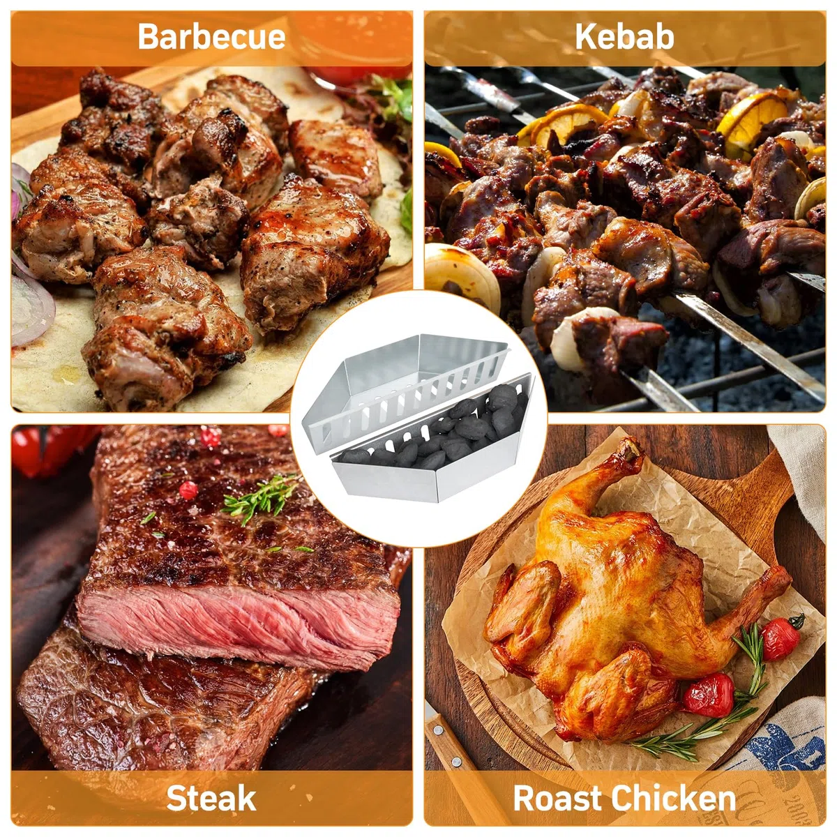 Panier à charbon de bois pour grill Weber - Accessoire BBQ pour barbecues à boules de 57 cm - Paniers à charbon et plateau à charbon - Compatible avec les grills Weber 7403 et One