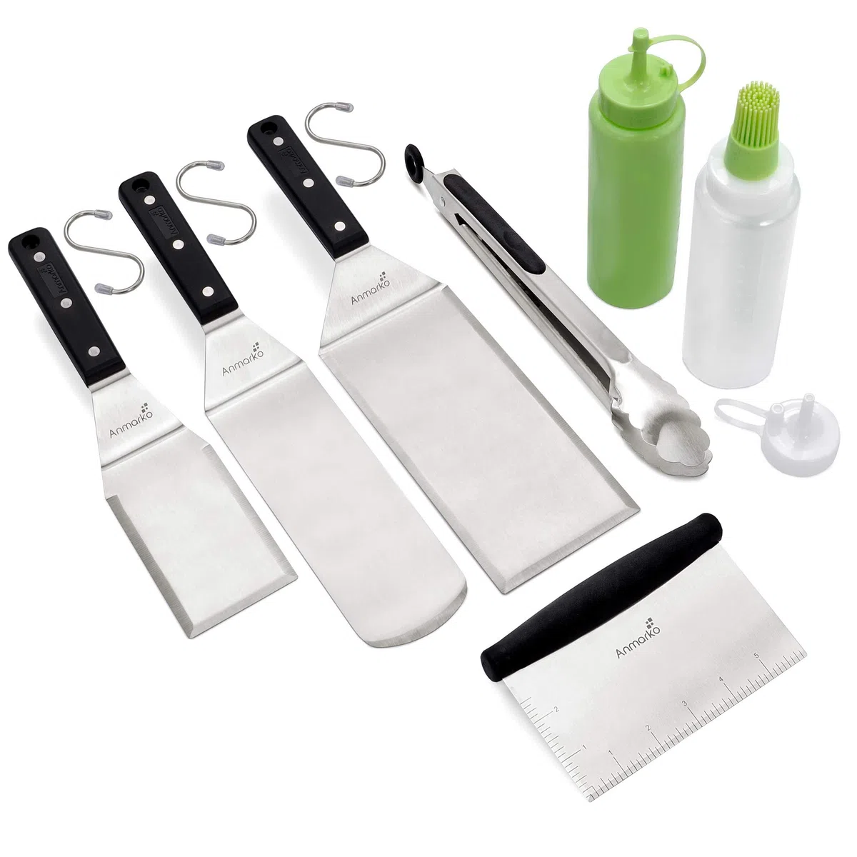 Ensemble de spatules en métal – Kit d'accessoires pour plaque de cuisson – Spatule plate pour grill crêpes hamburgers spatule en métal idéale pour barbecue