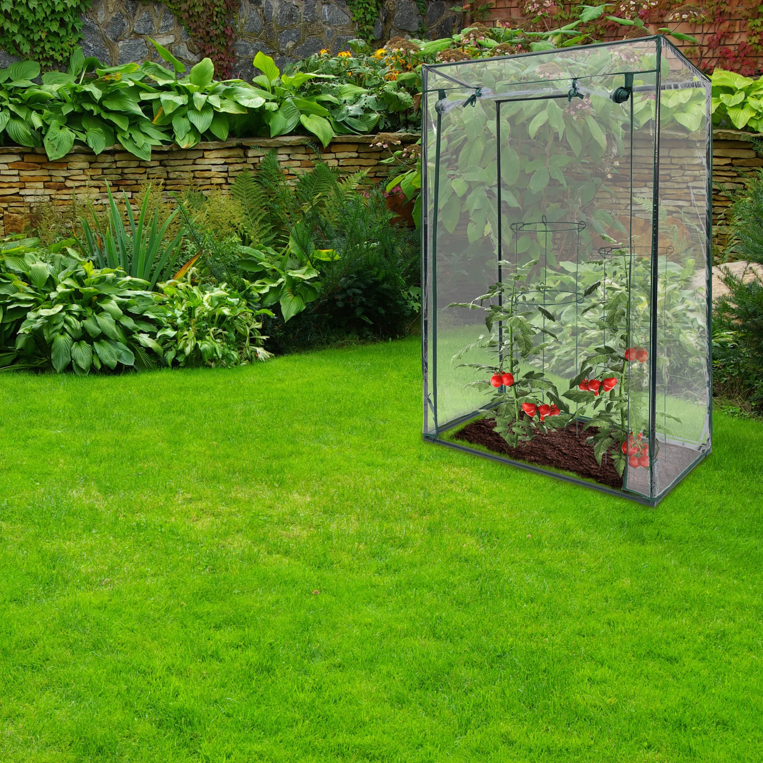 Relaxdays 10020027_344 Serre de jardin à tomates TOMMY Tente pour plantes Protection des légumes Toit abri hiver 150 x 100 x 50 cm PVC housse résistante fleurs