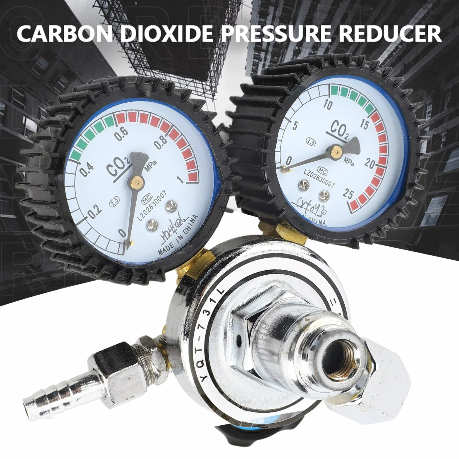 Régulateur de CO2 Double Haute Précision pour Soudure Professionnelle avec Réducteur de Pression, Double Jauge de Contrôle et Soupape de Sécurité pour Bouteilles de Gaz Industrielles