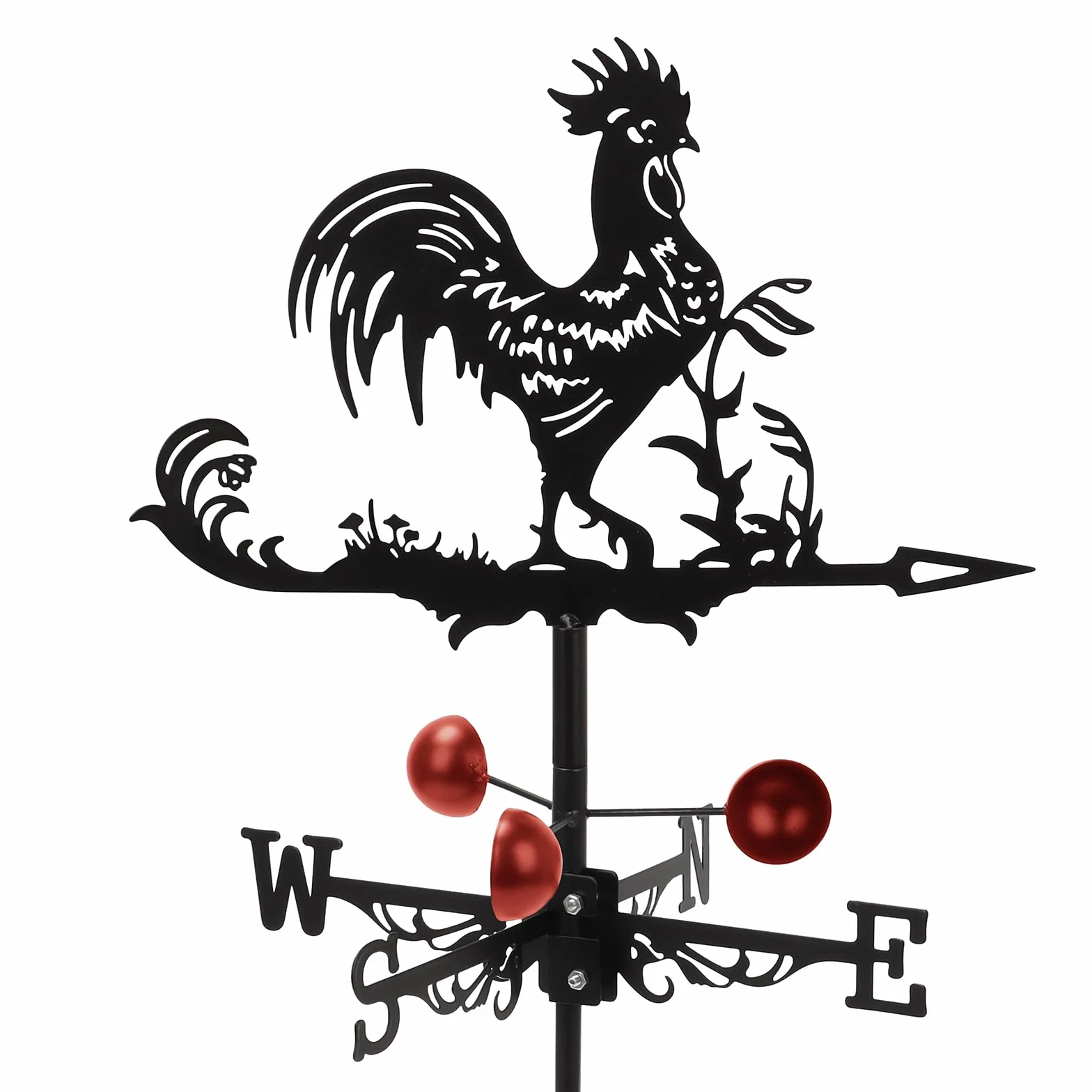 Qivine Girouette de Jardin Exterieur, Rétro Girouettes Coq en Métal avec Support et Indicateur Directionnel, Décoration Girouette de Toit pour Jardin, Toit, Cour, Ferme 33x58cm (Coq)