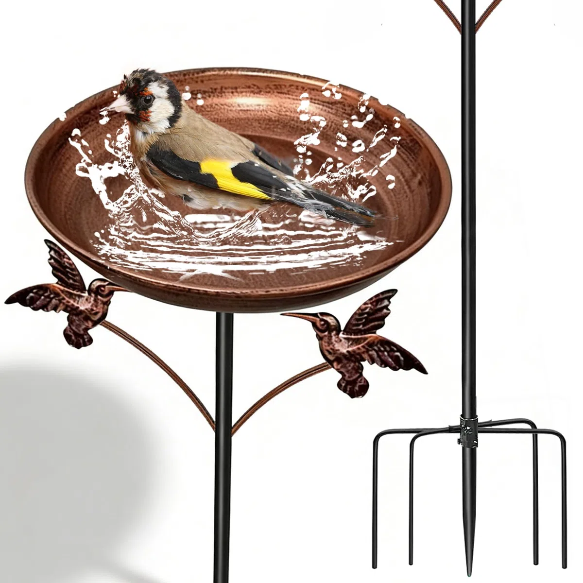 BAIFULAI Bain d'oiseaux debout : 25 cm, petite baignoire d'oiseaux, bain d'oiseaux, bain d'oiseaux, bronze, antique, pour extérieur, jardin, antique, résistant à l'hiver