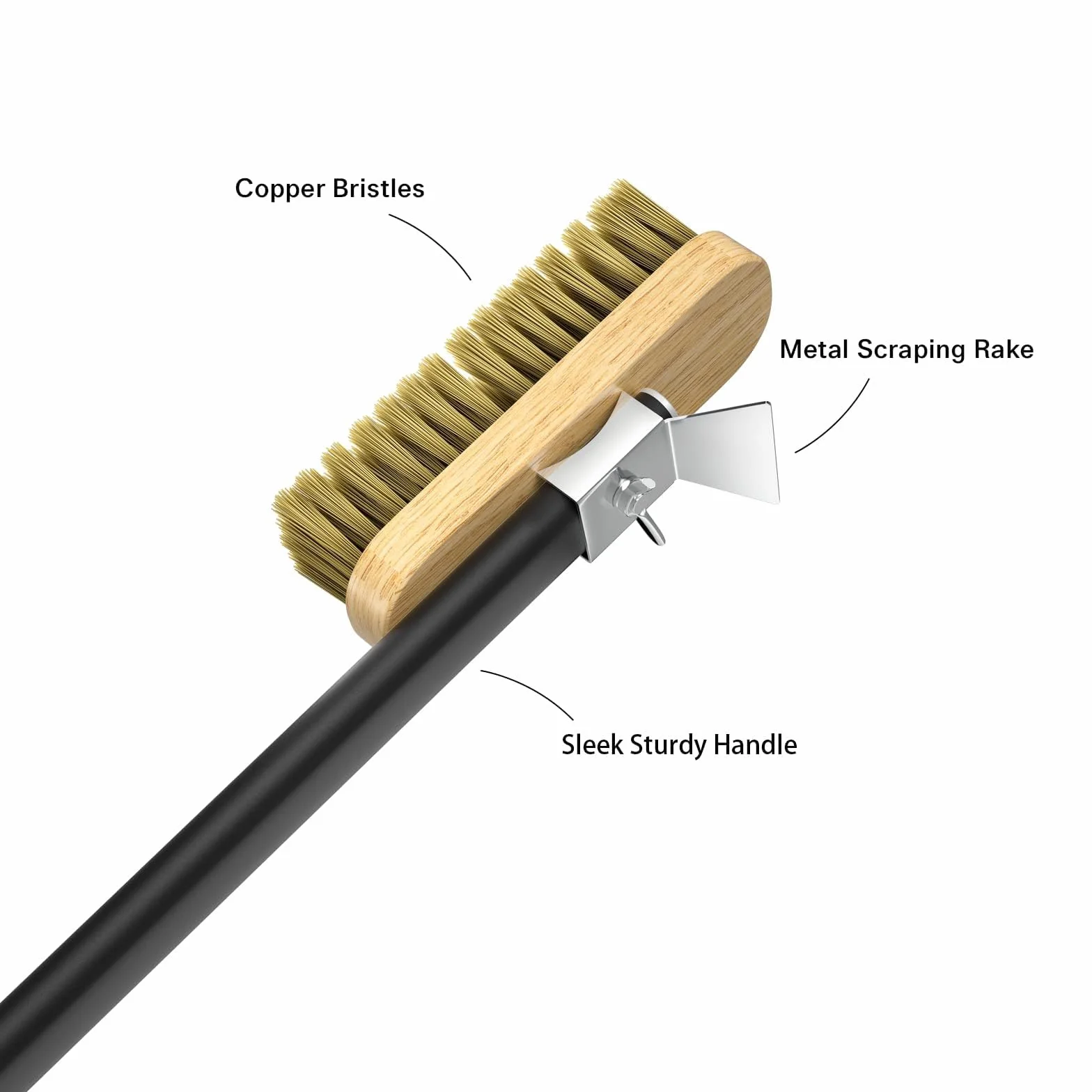 G.a HOMEFAVOR Brosse pour Four à Pizza Laiton avec racloir réfractaire Brosse de Nettoyage Longue, Manche Aluminium 120 cm