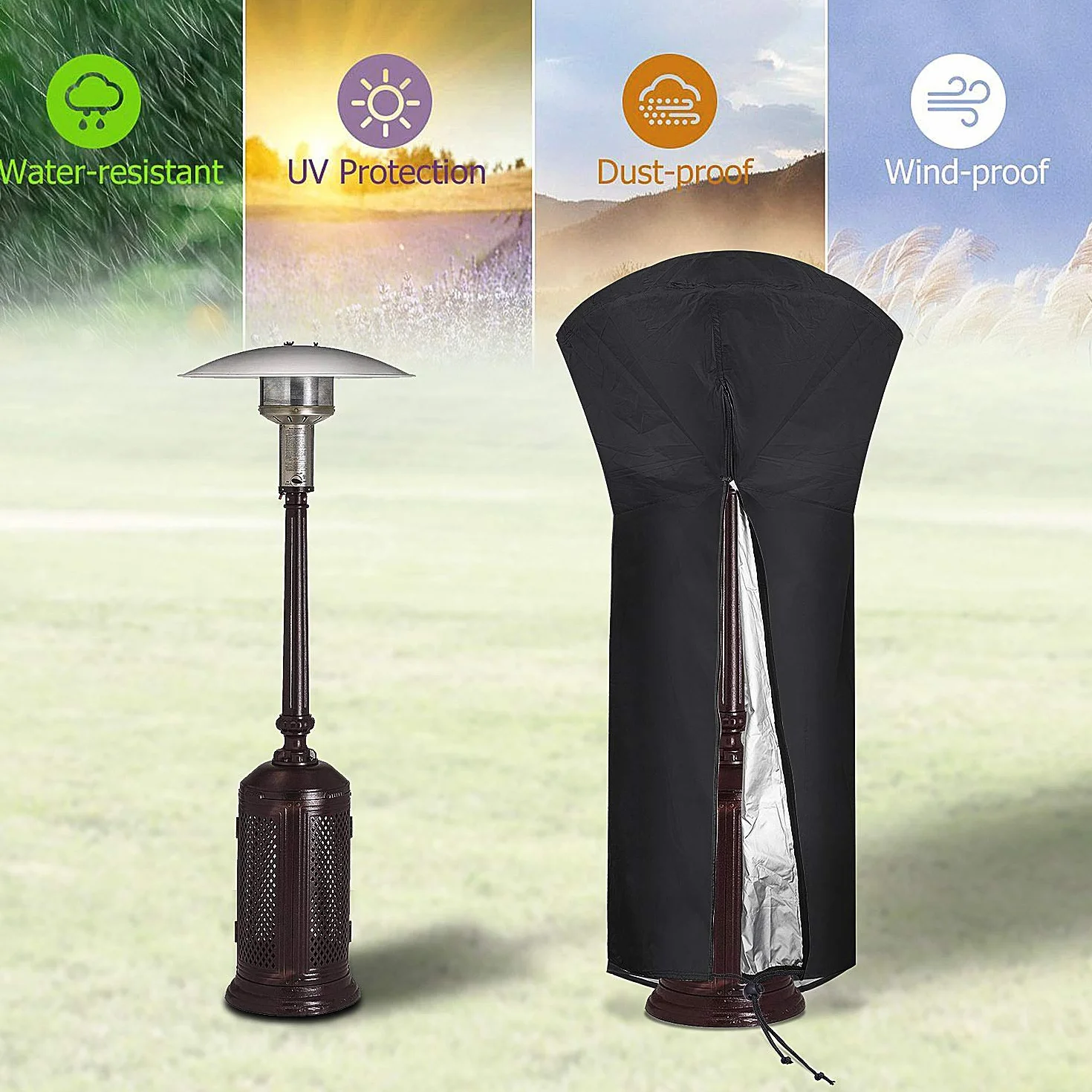 Diealles Shine Housse pour Parasol Chauffant Noir 226 x 85 x 48 cm