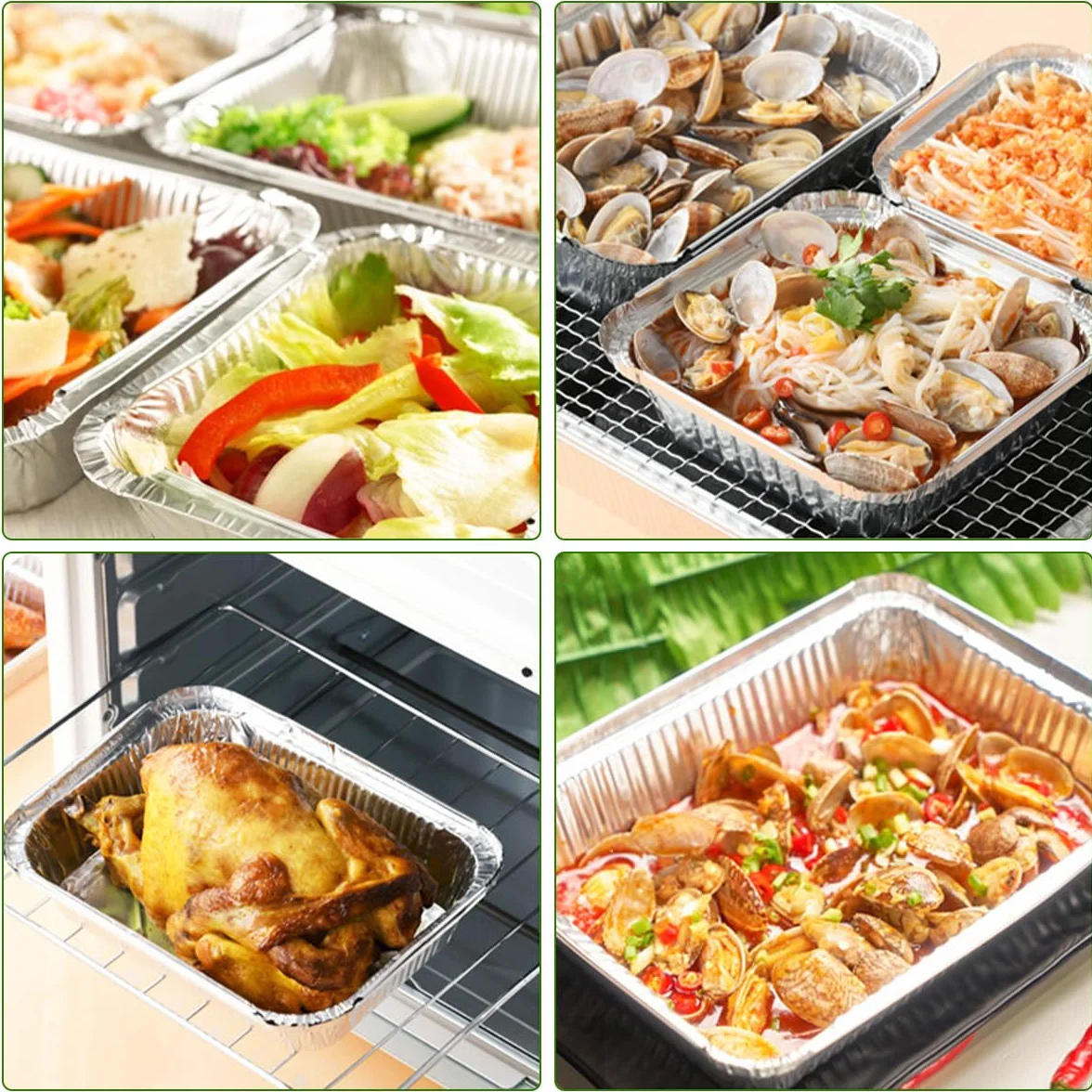 FOCCTS Lot de 50 bacs à barbecue en aluminium - 22 x 15 x 5,5 cm - Pour grillades et gâteaux