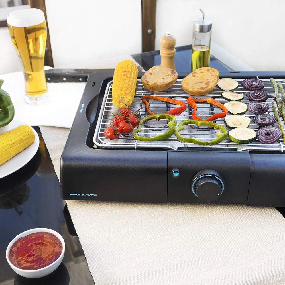 Cecotec big Barbecue de Table électrique PerfectSteak 4200 Way de 2400 W, Gril en Acier Inoxydable et Hauteur Ajustable sur 3 Niveaux, Noire