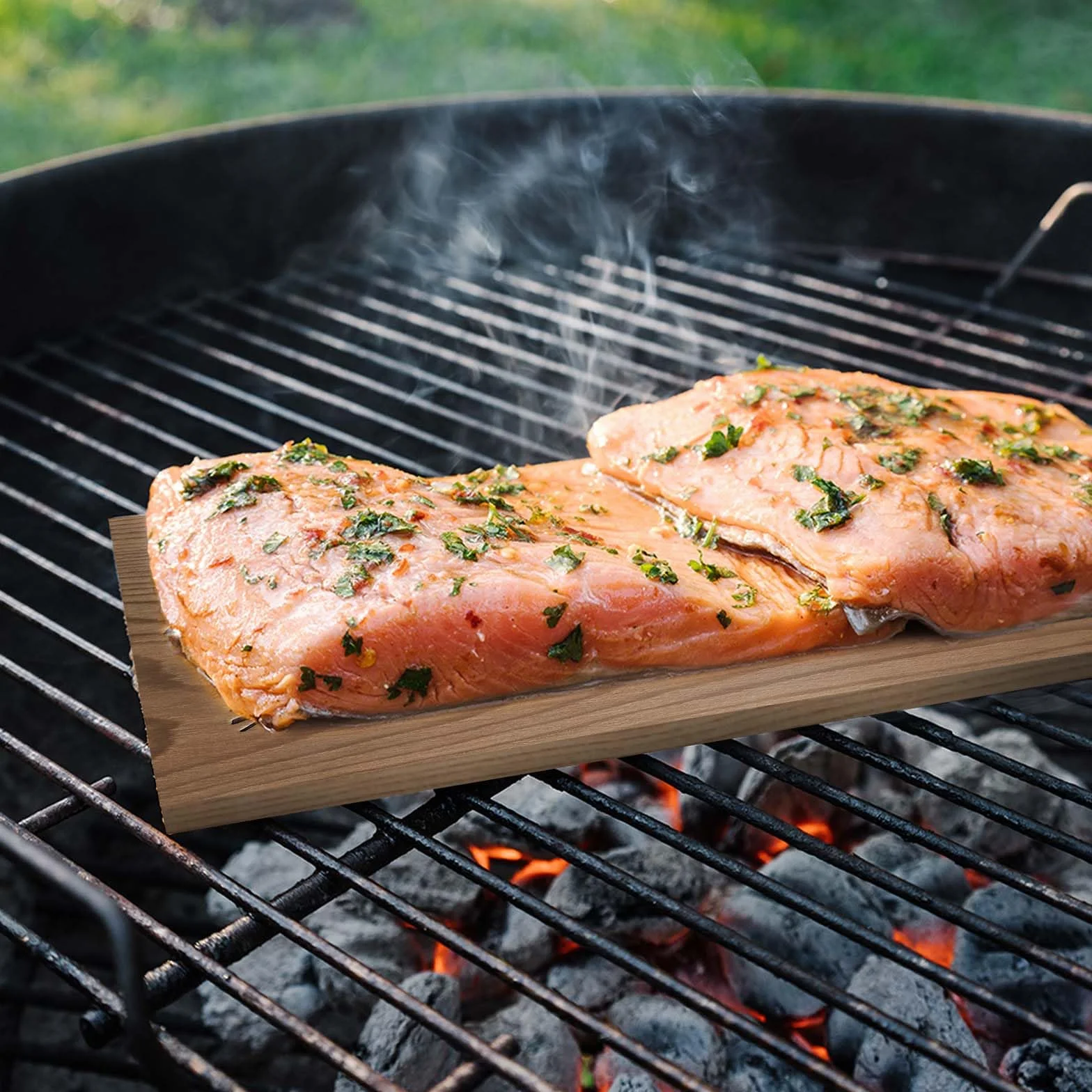 Sprifityy 2 Pièces Planches à Fumer en Bois de Cèdre Rouge - Bois 100% Naturel,Planches Grillade Barbecues,Durable et réutilisable,pour Barbecues à Gaz,à Charbon et Électriques