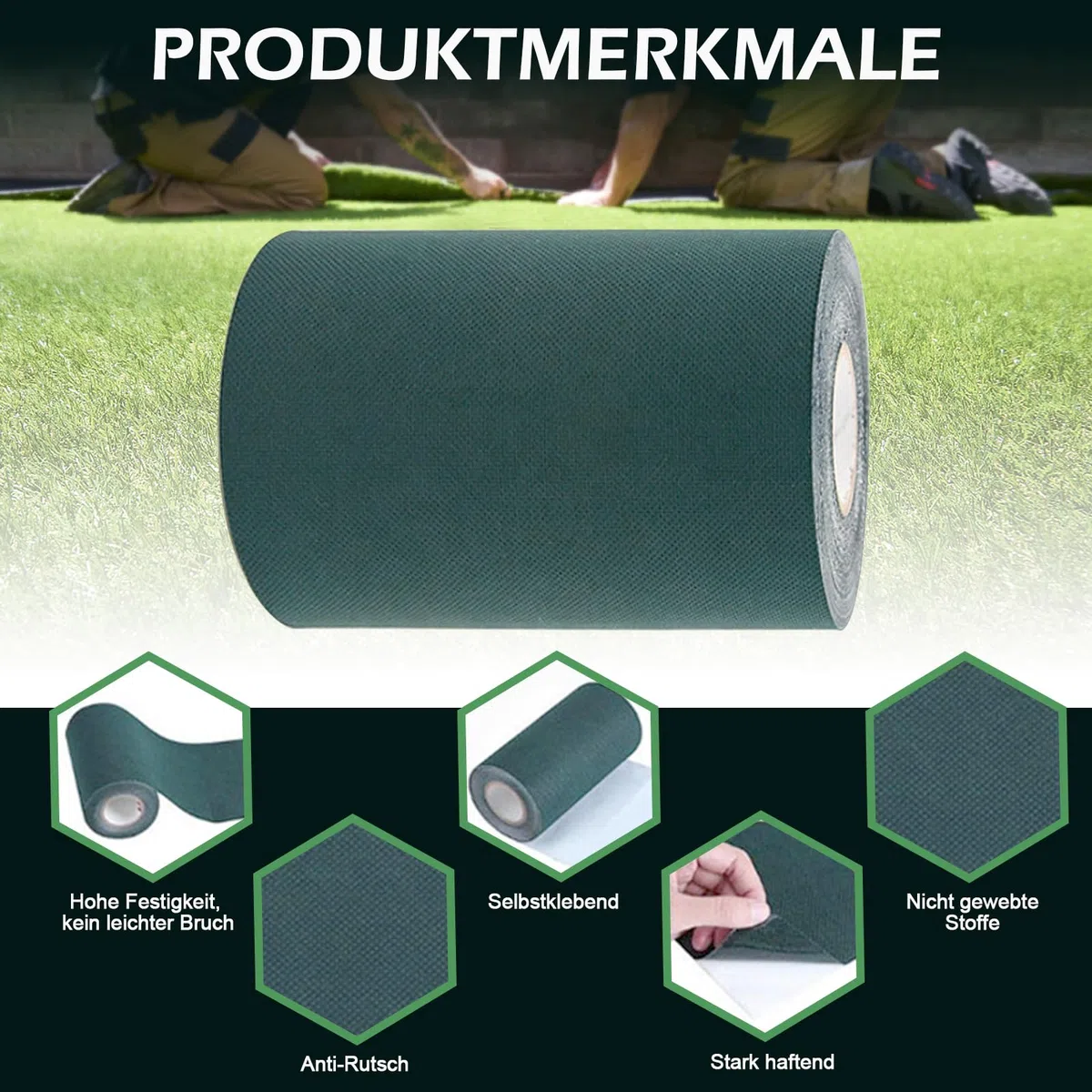 Ruban adhésif pour gazon artificiel - Bande de connexion autocollante pour bordure de pelouse - Pour fixation des joints - Ruban de couture de jardin - 15 cm x 20 m