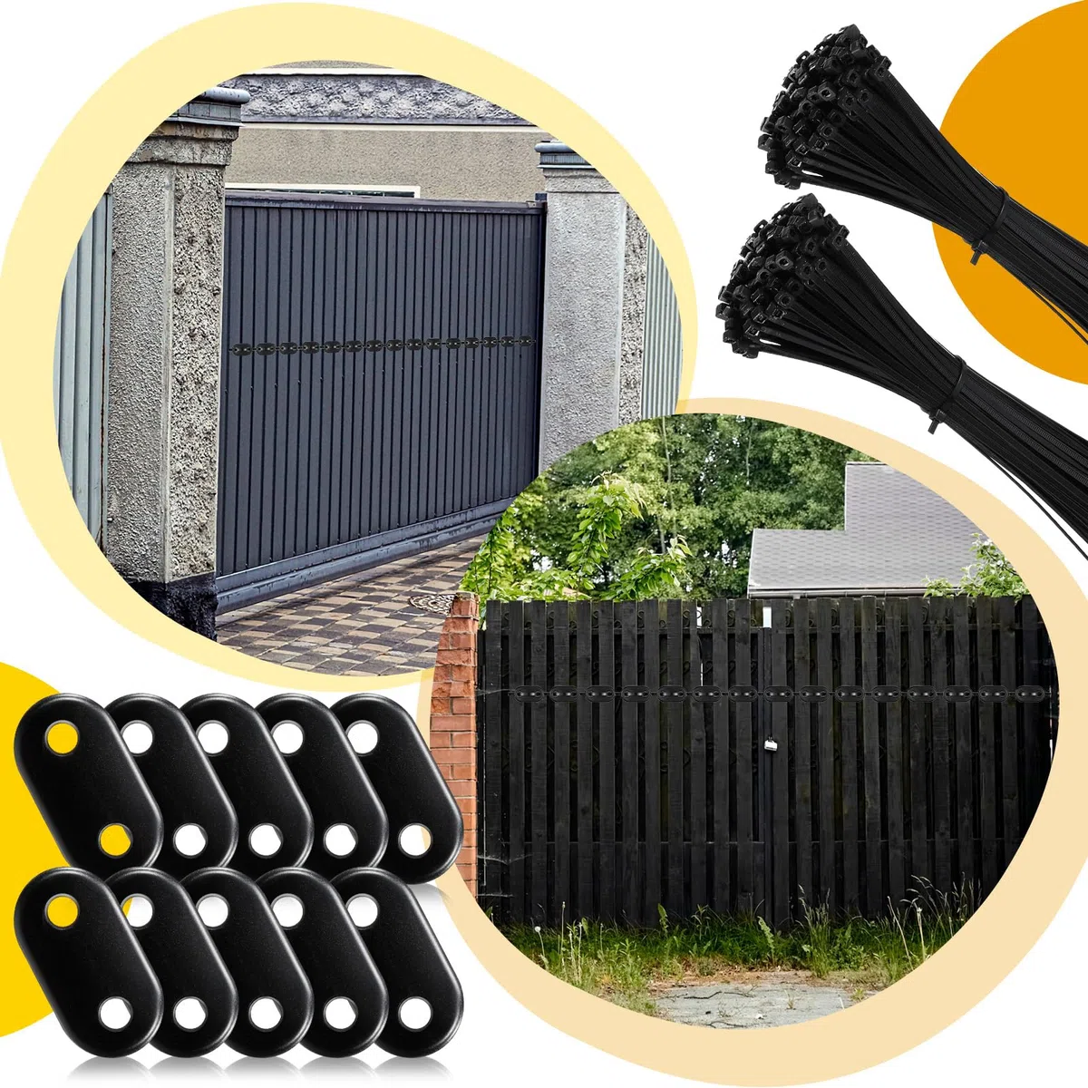 Sinmoe 100 Ensemble Kit de Fixation pour Brise-Vue y Compris les Attaches de Câble et Fixation des Plaques de Montage Kit de Montage en PVC pour Tapis d'Intimité Clôtures de Jardin