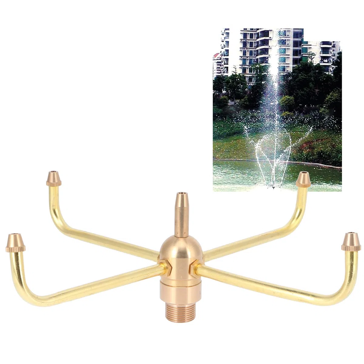 Têtes de buse de fontaine, G1/2 filetage mâle 4 bras rotatifs buse de fontaine d'eau arroseur de tête de pulvérisation, pour bassin de jardin, à la rocaille, à la fontaines de parc