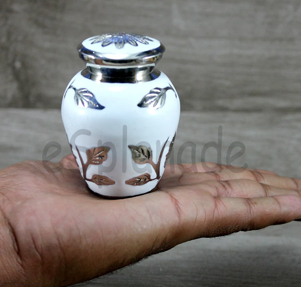 eSplanade Urne funéraire Memorials Conteneur Jar Pot | Urnes en métal | Urnes funéraires | Urne commémorative (sculptée en Blanc)…