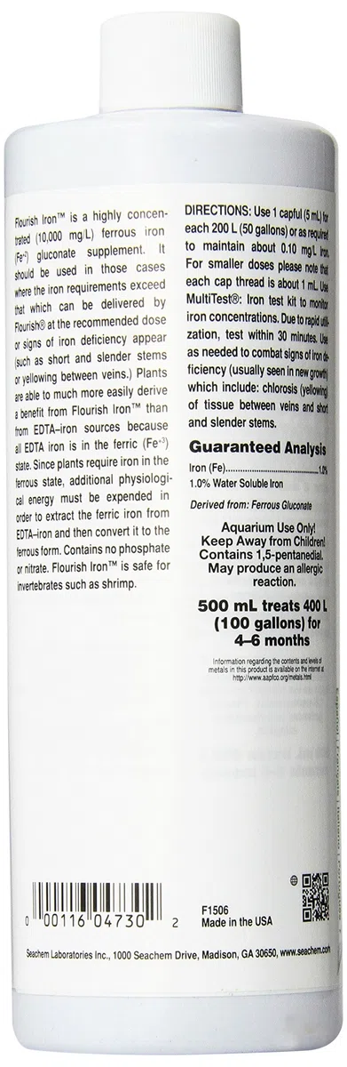 Seachem Flourish Iron Liquide pour Plante, 500 ML