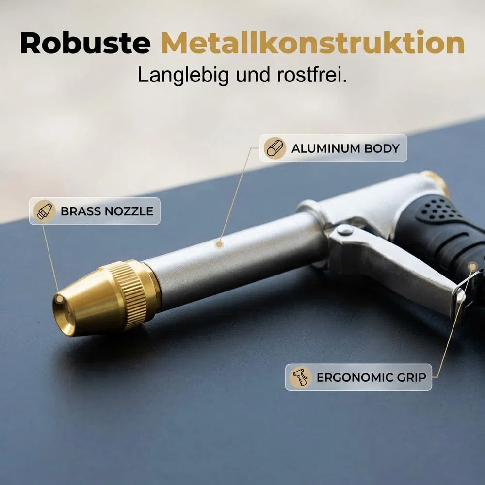Pistolet de Nettoyeur Haute Pression, 2026 Nouveau Haute Pression Portable, Pistolet Haute Pression Lance de Nettoyage à Buse Réglable, Pistolet Arrosage pour Voiture, Terrasse et Gouttière (A)