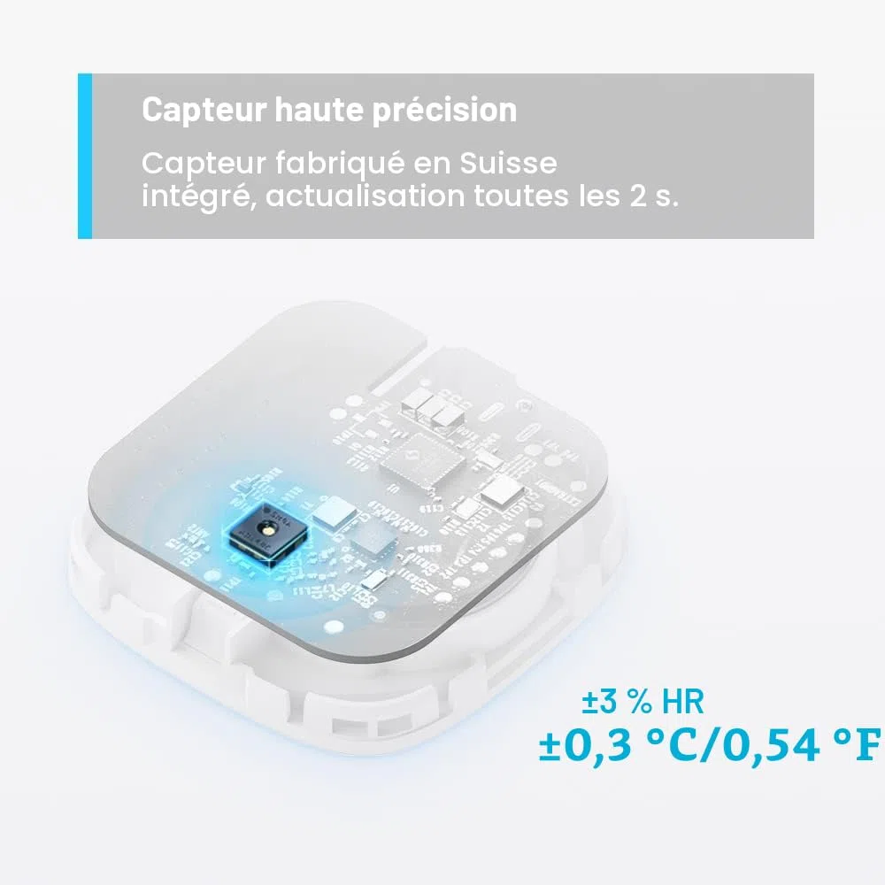 Tapo Hygromètre intelligent, thermomètre et hygromètre, stockage de données gratuit, notifications en temps réel, batterie incluse, fonctionne avec Alexa et Google Home, concentrateur Tapo requis