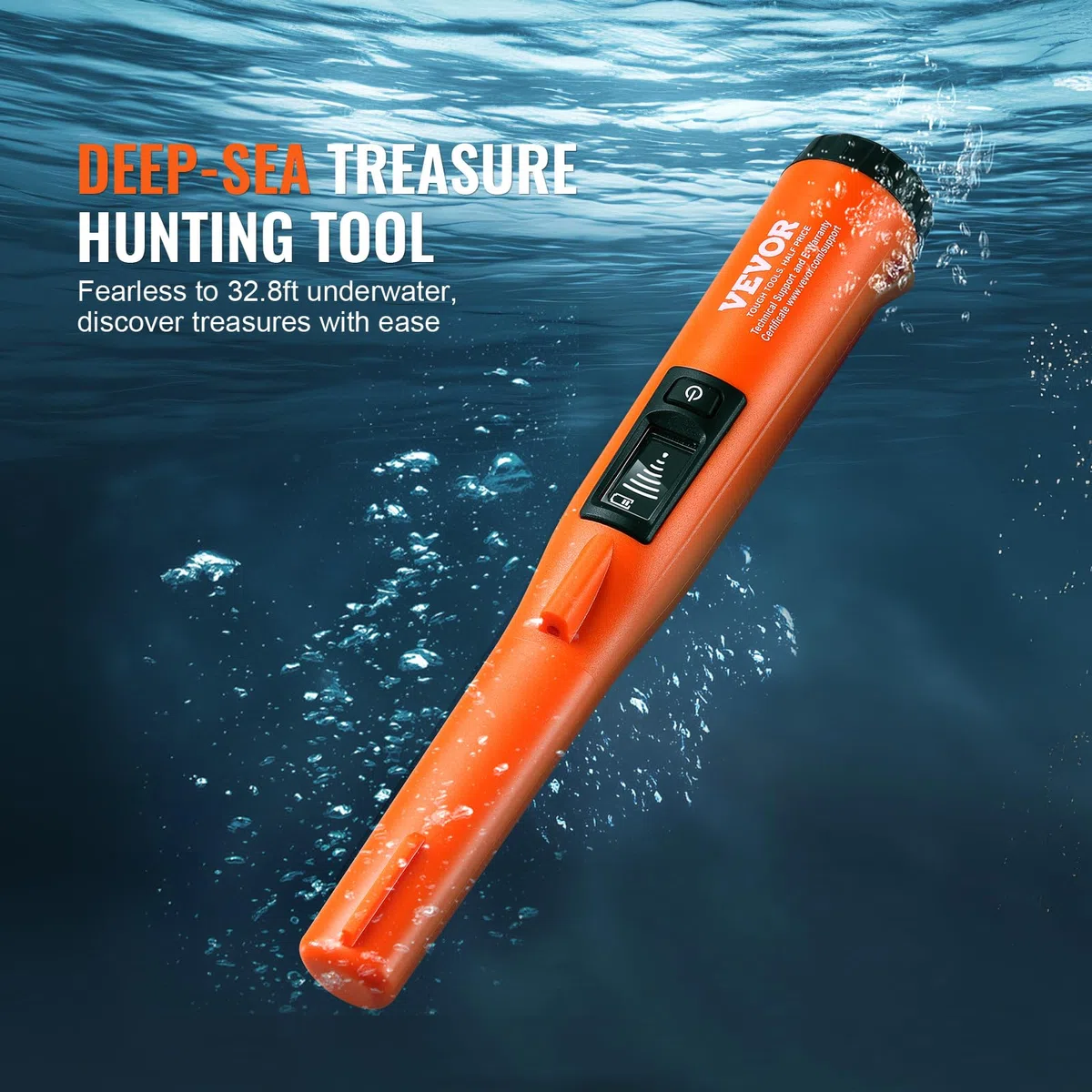 VEVOR Détecteur de Métaux Pinpointer IP68 Entièrement Étanche Pointeur de Métaux Portable Profondeur Détection 114 mm 3 Modes Écran LCD Sonde Chasse au Trésor avec Étui Piles 9 V pour Adultes Enfants