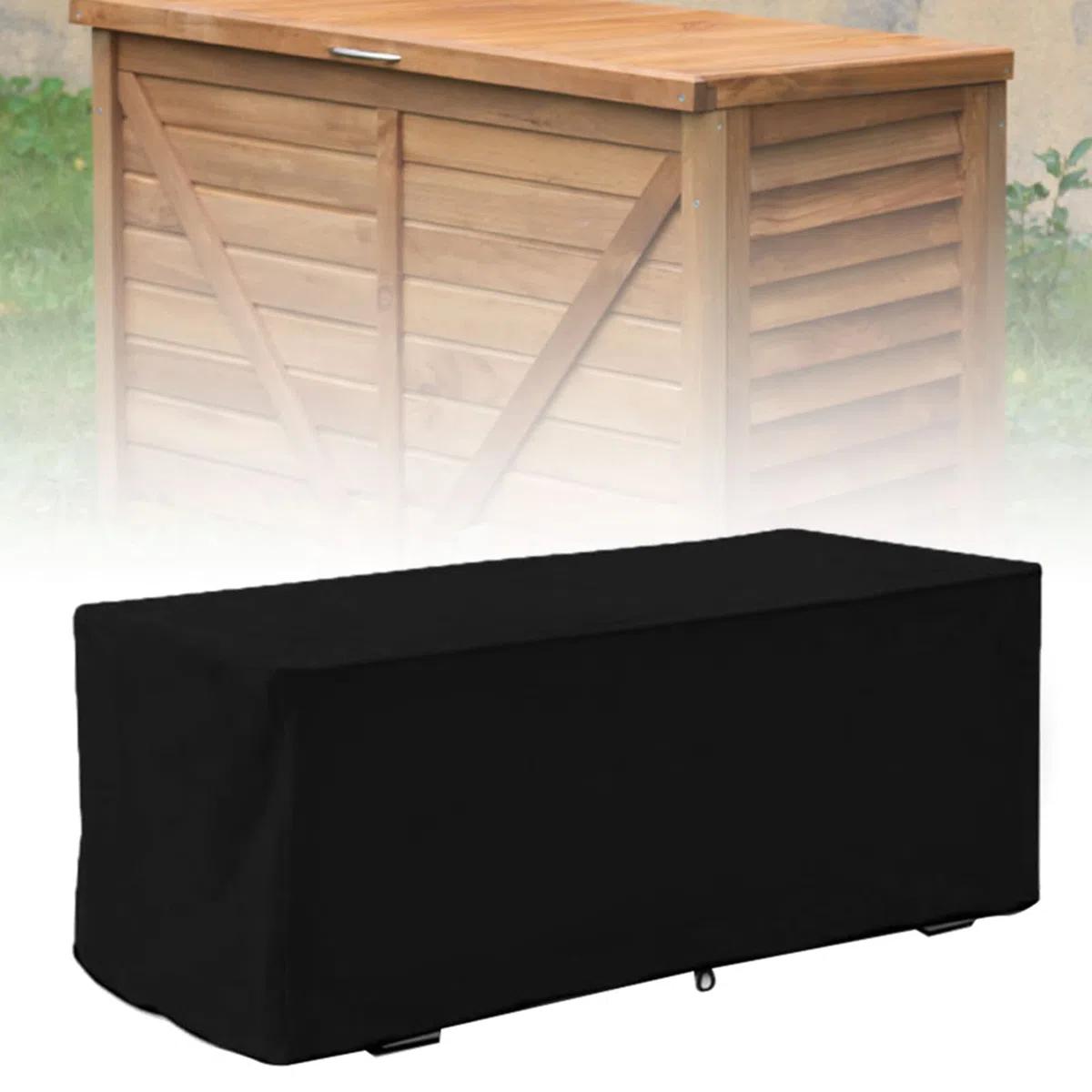 Couverture de boîte de pont, Exterieur Jardin Rangement MAGT Patio Deck Box Couverture de jardin boîte de rangement Housse étanche pliable Oxford transpirant Tissu extérieur Housse 123x62x55cm (Noir)