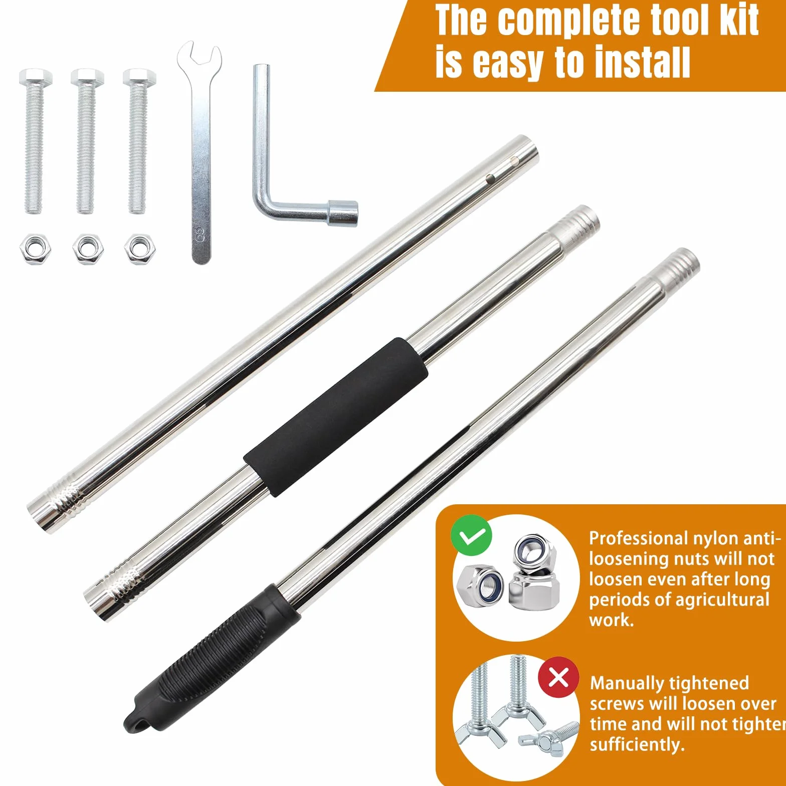 Râteau de Jardin 8 Dents avec Manche Métallique 1,2 m, Outil de Désherbage Manuel, Griffe de Jardin Portable pour Ameublir Le Sol, Désherber et Semer