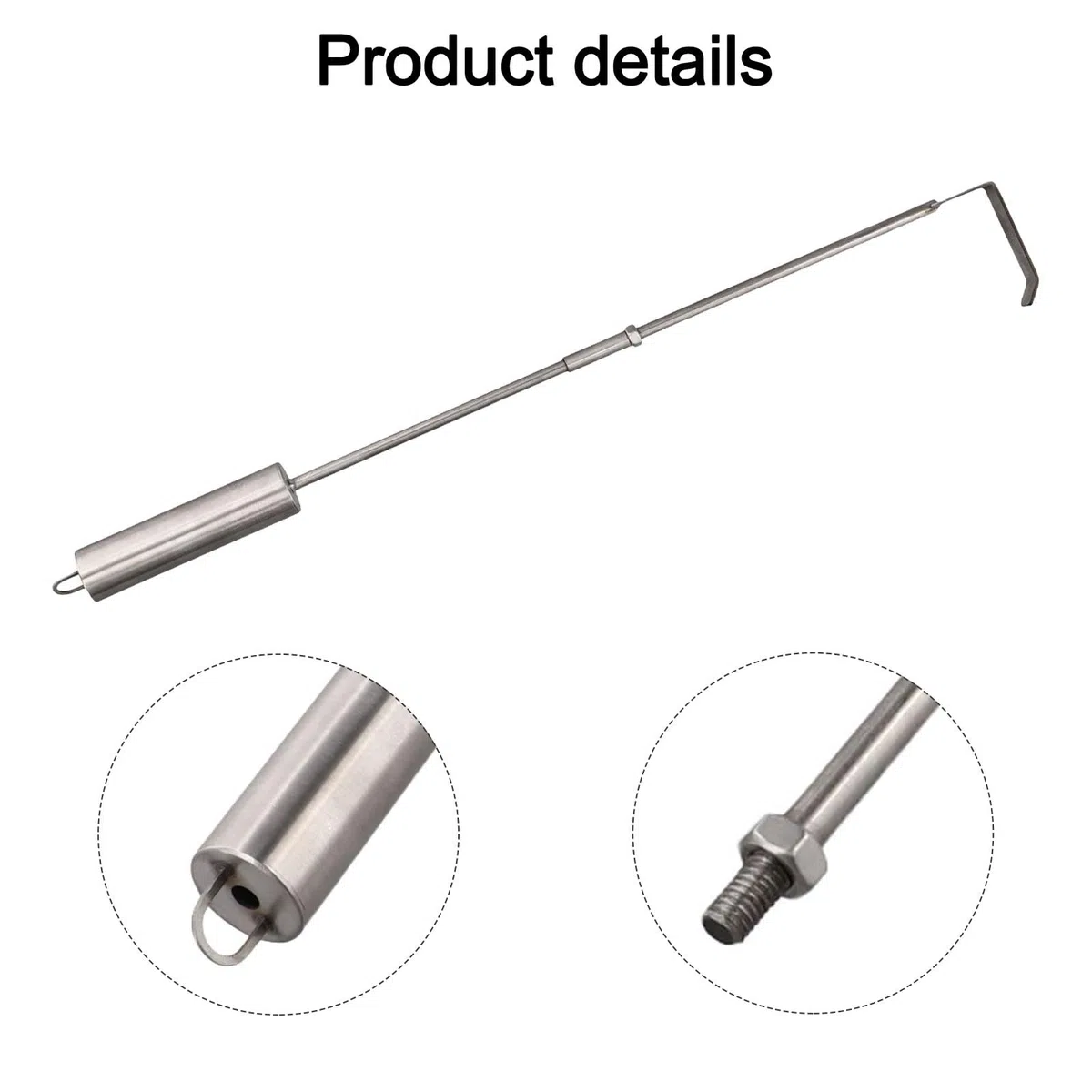 EasyByMall Râteau à cendres de barbecue en acier inoxydable pour Kamado Joe, barbecue à charbon et poêle à bois, 45,7 cm pour enlever efficacement les cendres