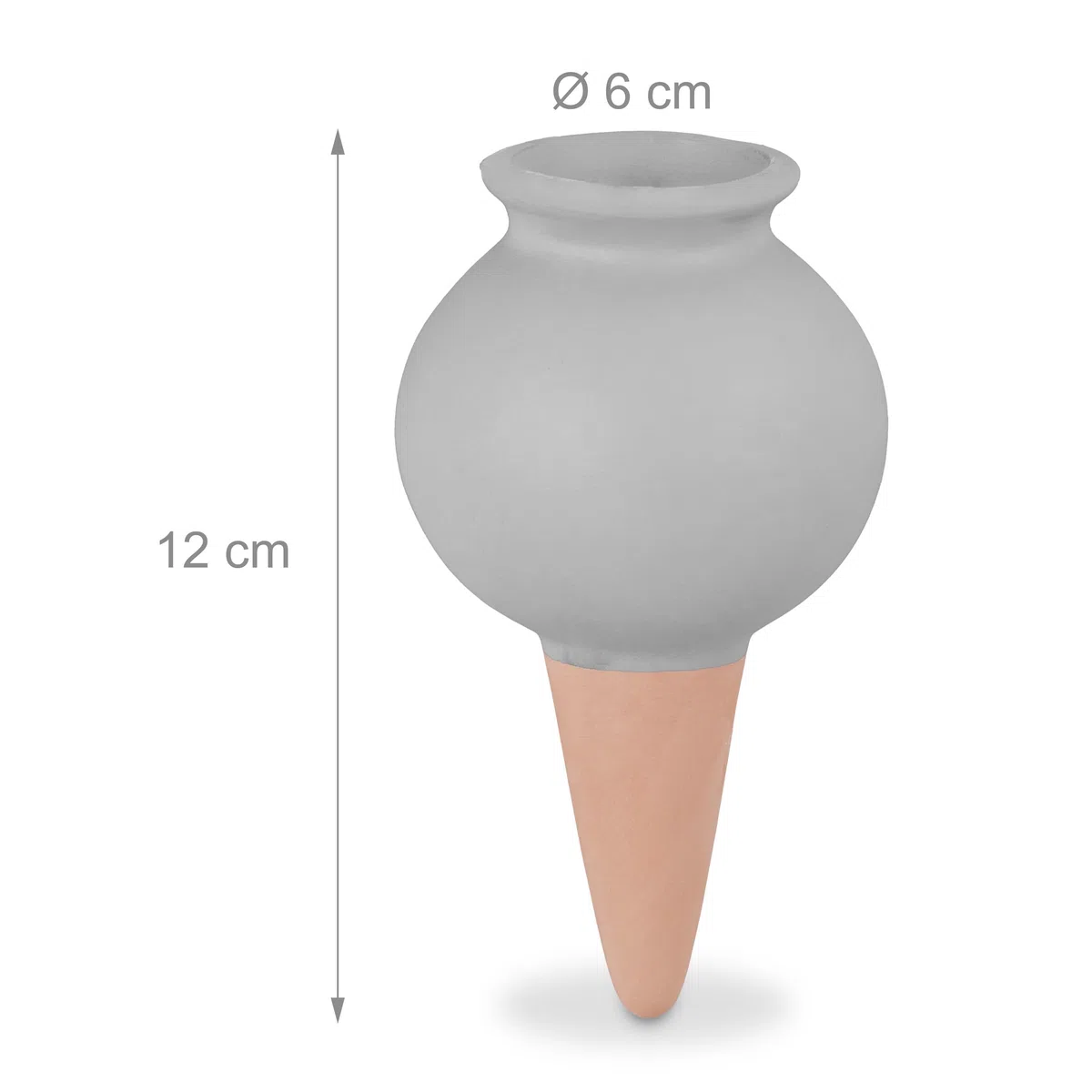 Relaxdays Arrosage en Terre Cuite, Lot de 6, pour intérieur (Chambre) ou extérieur (Balcon), Marron et Gris