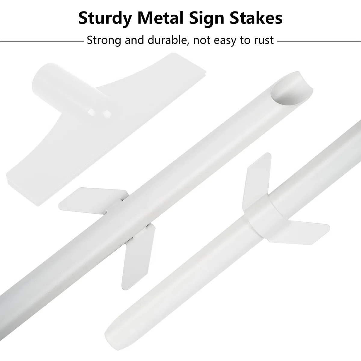 Lot de 2 piquets de panneau de 122 cm pour panneaux étanches - En métal - Pour jardin, cour, pelouse, uniquement pour panneaux en aluminium