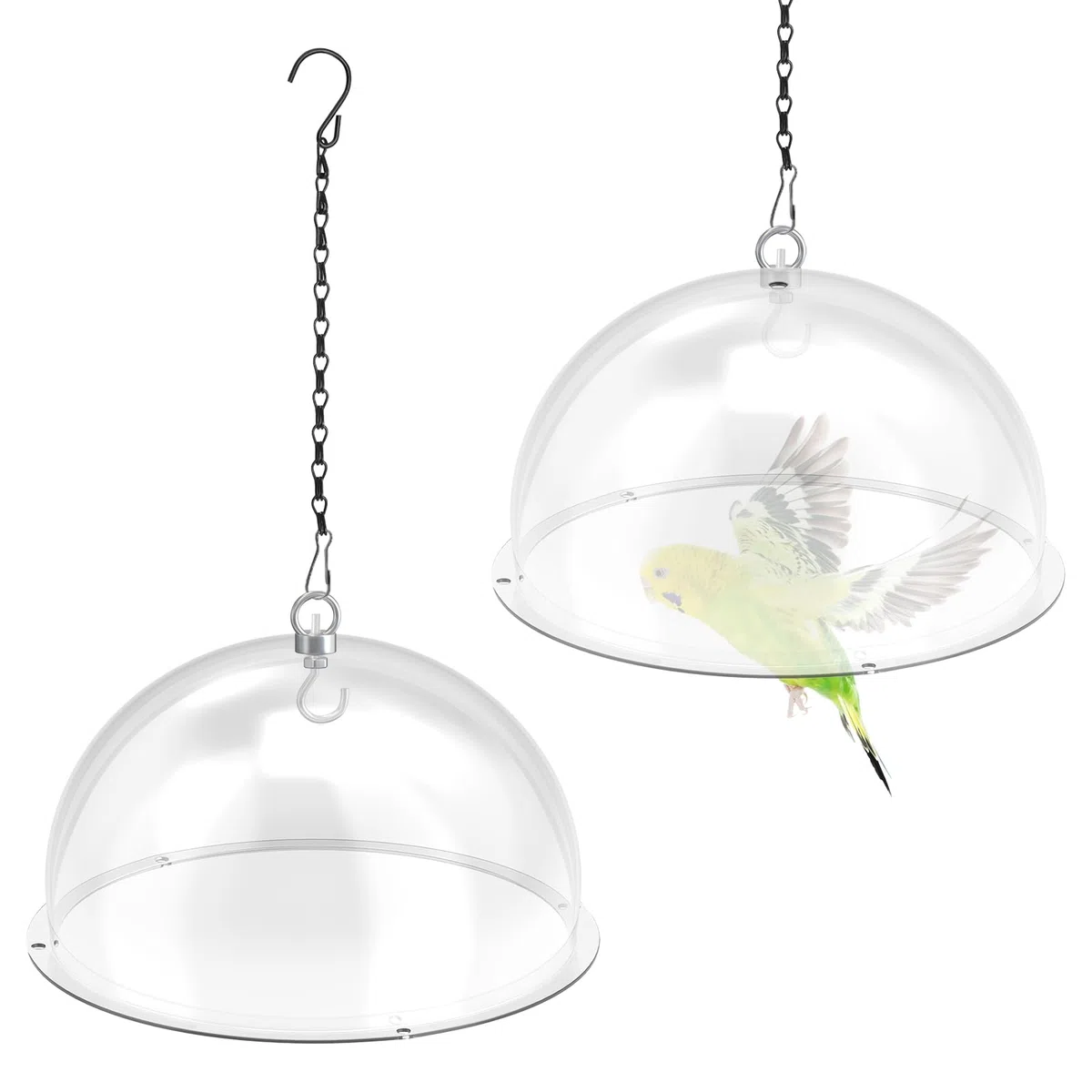 2 pièces Dôme de Protection pour Mangeoires à Oiseaux,Diamètre 30cm Couverture de Pluie Transparente Anti Écureuils Idéal,avec des Chaînes,pour Le Jardin et la Terrasse