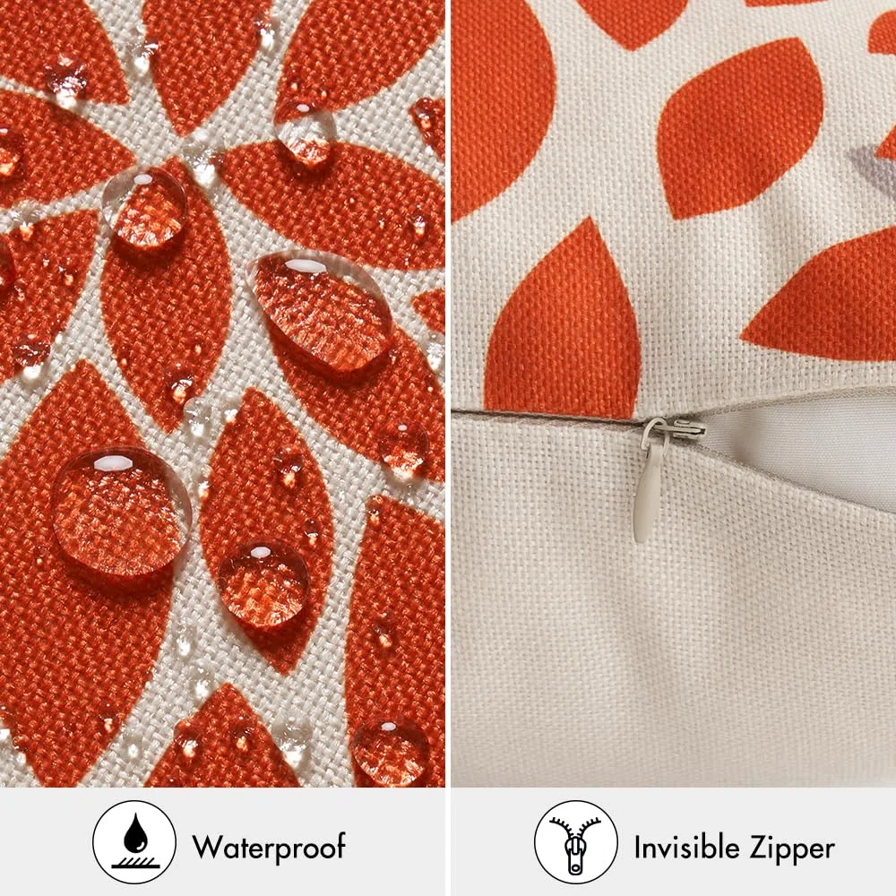 MIULEE Lot de 4 Imperméables Housses d'oreillers Décoratives Housse de Coussin pour l'extérieur Imprimées pour Le Canapé Le Balcon Le Patio ou Le Salon