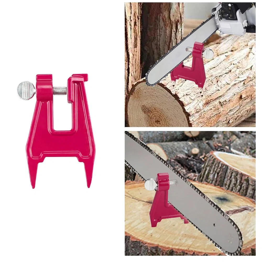 Affuteuse de Tronçonneuse Kit d'affûtage de chaîne de tronçonneuse, avec Lames Rondes, Lime Plate, Souche de Tronçonneuse, Poignées en Bois, Jauge de Profondeur, Nettoyeur de Rainure et autres