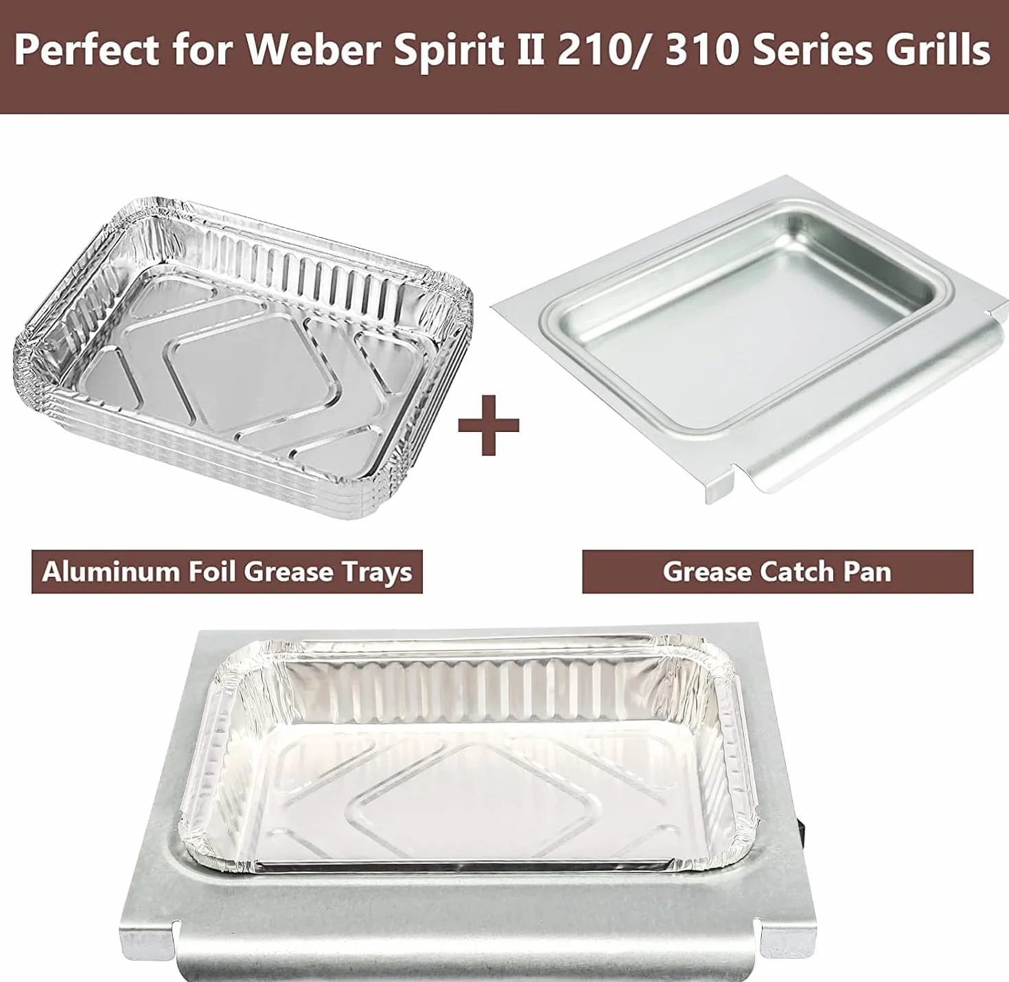 GFTIME 67047 Bac d'égouttement Barbecue Weber Spirit I II 200/300, Genesis I/II LX200/300 Serie, bac d'égouttement Weber Traveler revêtement en Aluminium 6415, Weber 67047, 6415